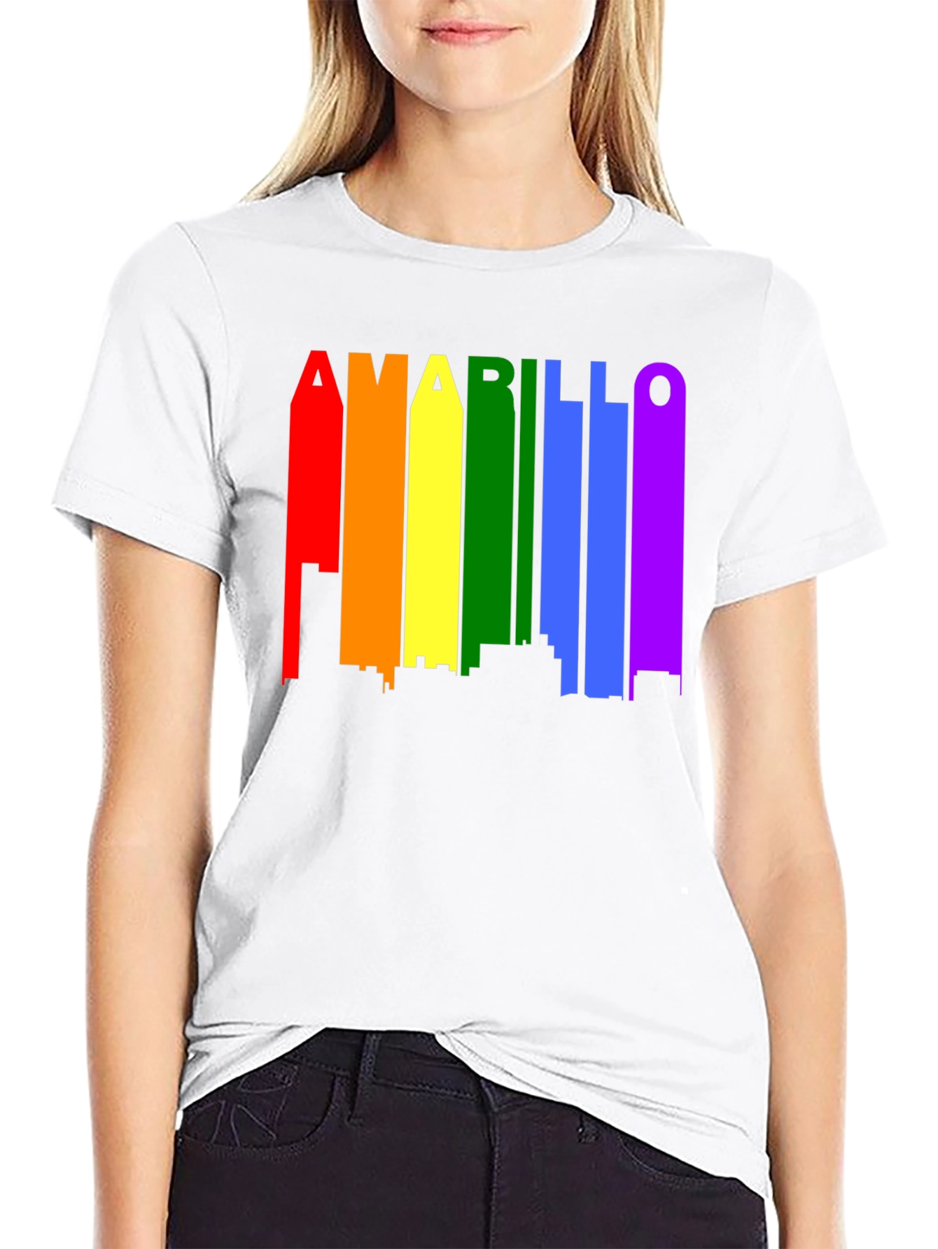 Amarillo Rainbow Skyline Graphic T-Shirt