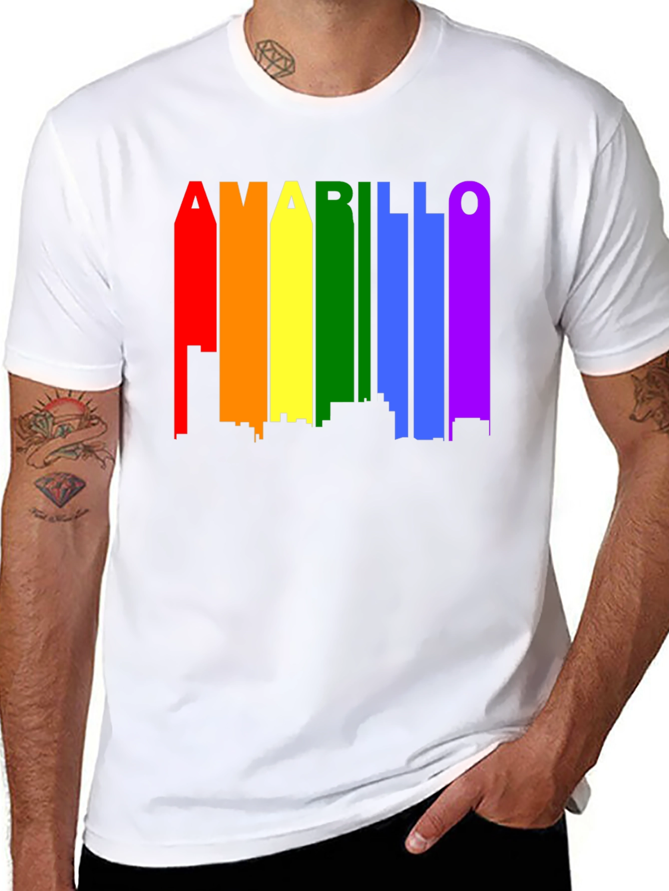 Amarillo Rainbow Skyline Graphic T-Shirt