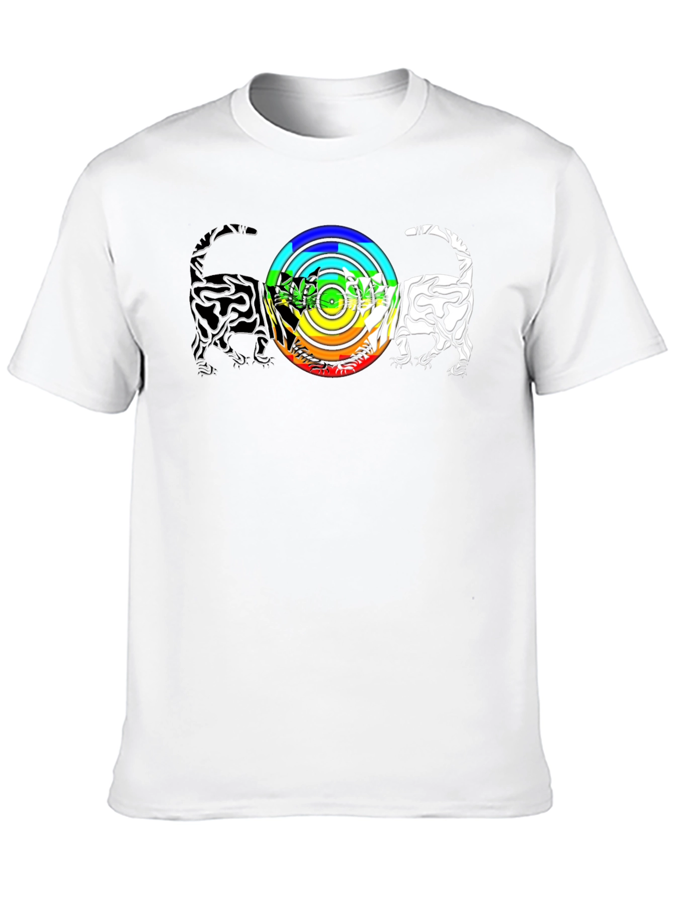 Rainbow Cats T-Shirt - Graphic Print Black Tee
