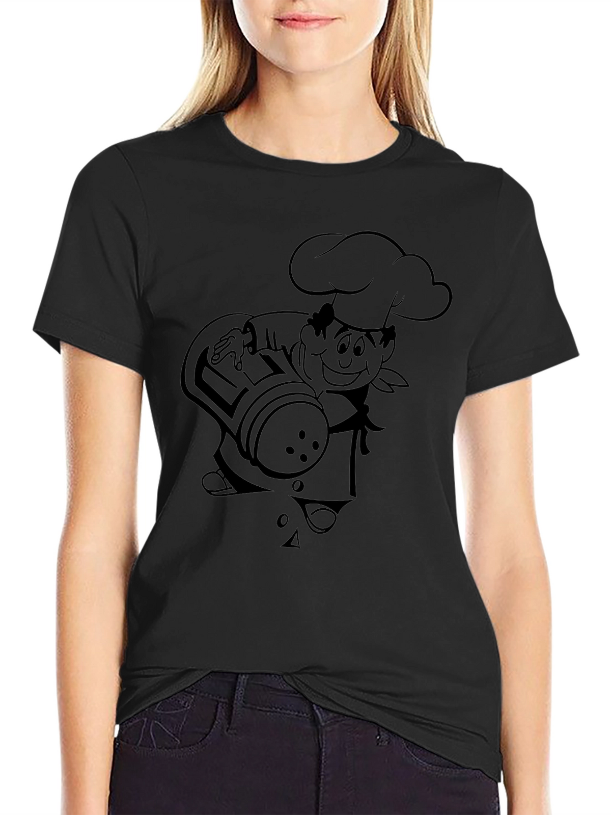 Chef Graphic Tee - Black Crew Neck T-Shirt