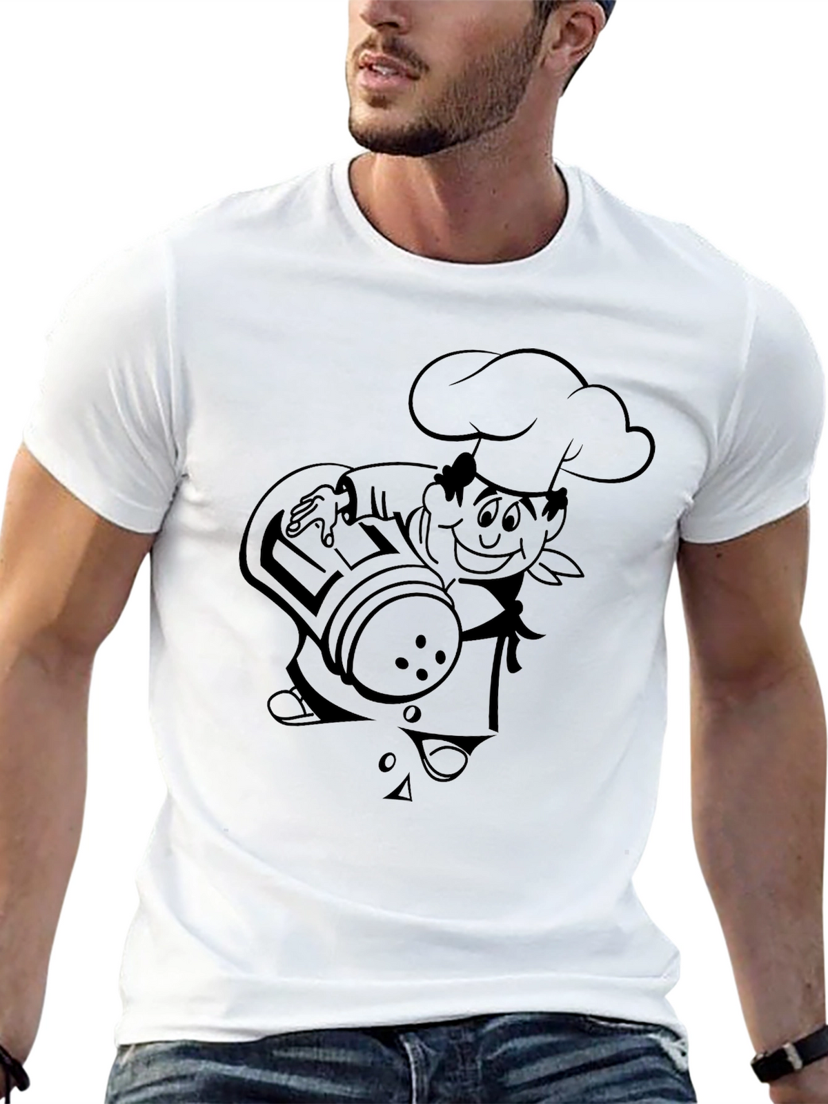 Chef Graphic Tee - Black Crew Neck T-Shirt