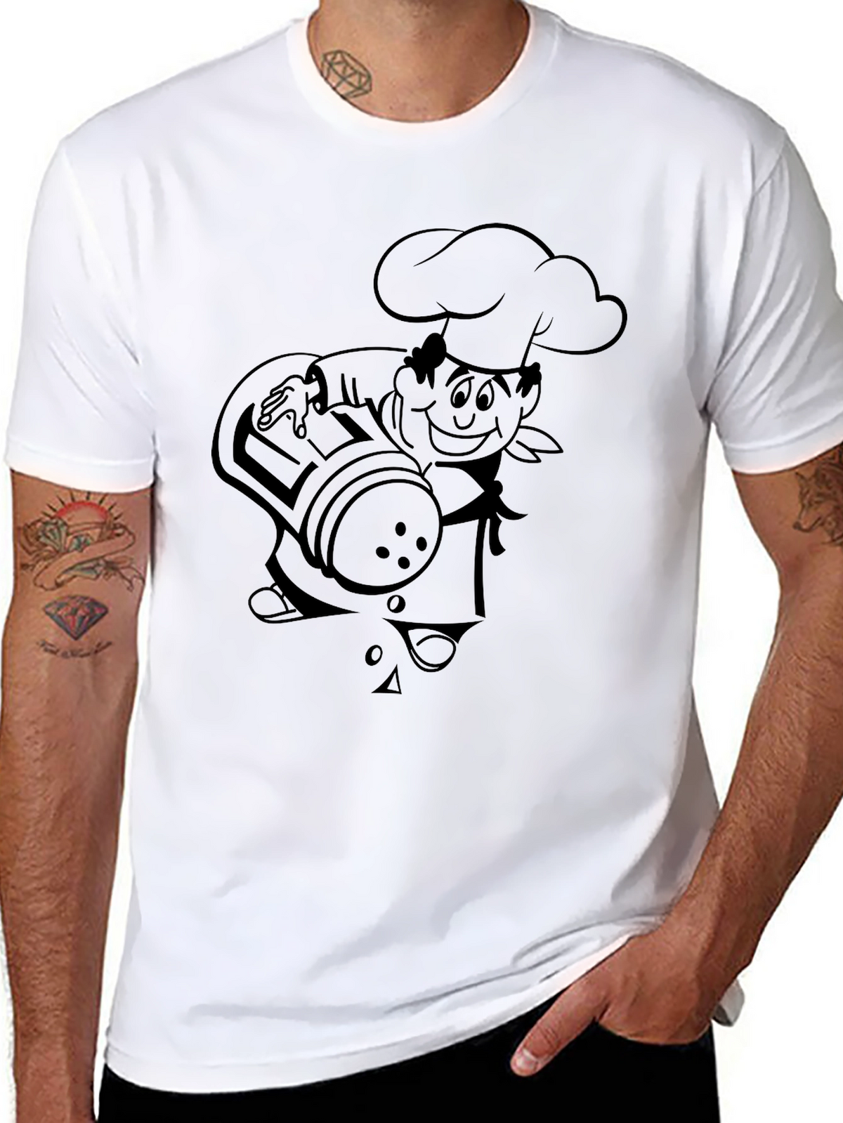 Chef Graphic Tee - Black Crew Neck T-Shirt