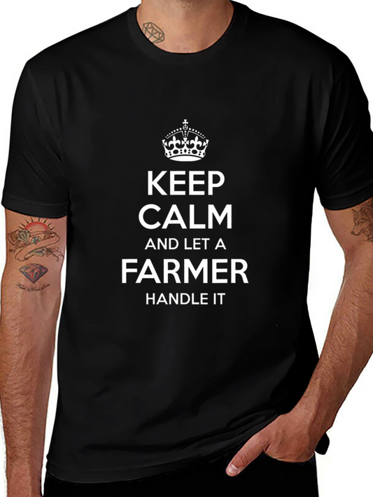 Keep Calm Farmer Graphic Tee - Black Cotton T-Shirt