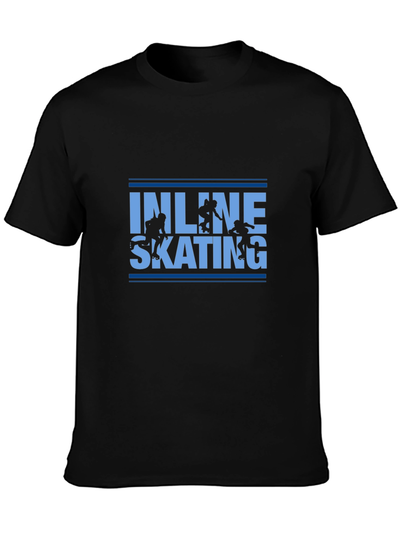 Inline Skating Graphic Tee - Black Cotton T-Shirt