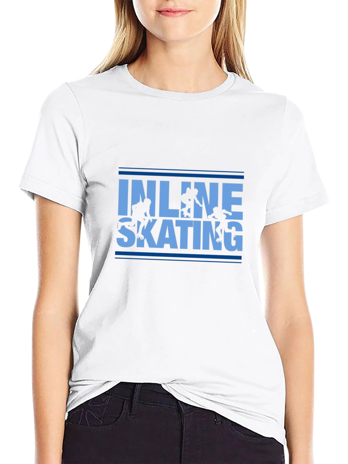 Inline Skating Graphic Tee - Black Cotton T-Shirt