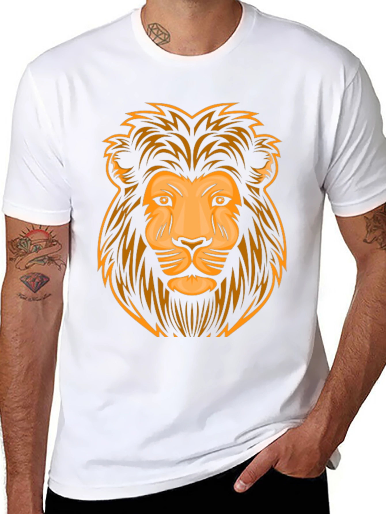 Lion Graphic Print Black T-Shirt