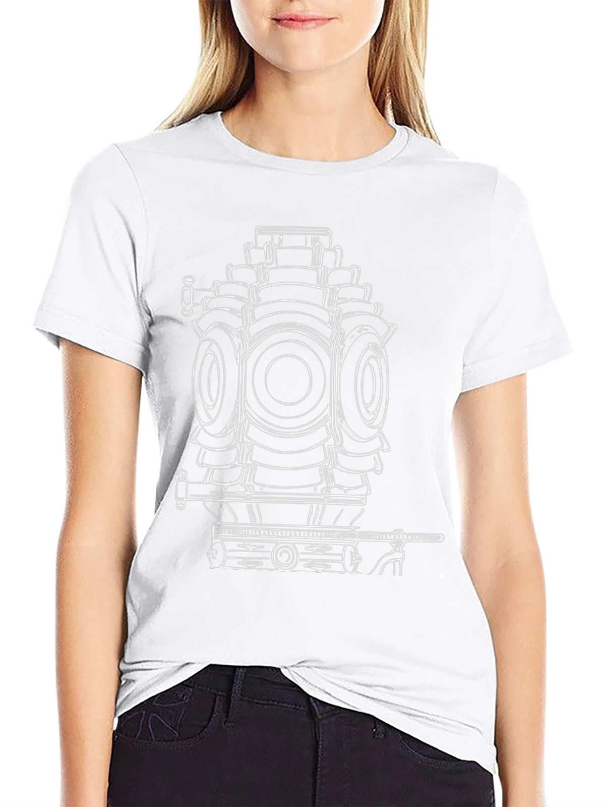 Cool Black T-Shirt with Engine Print