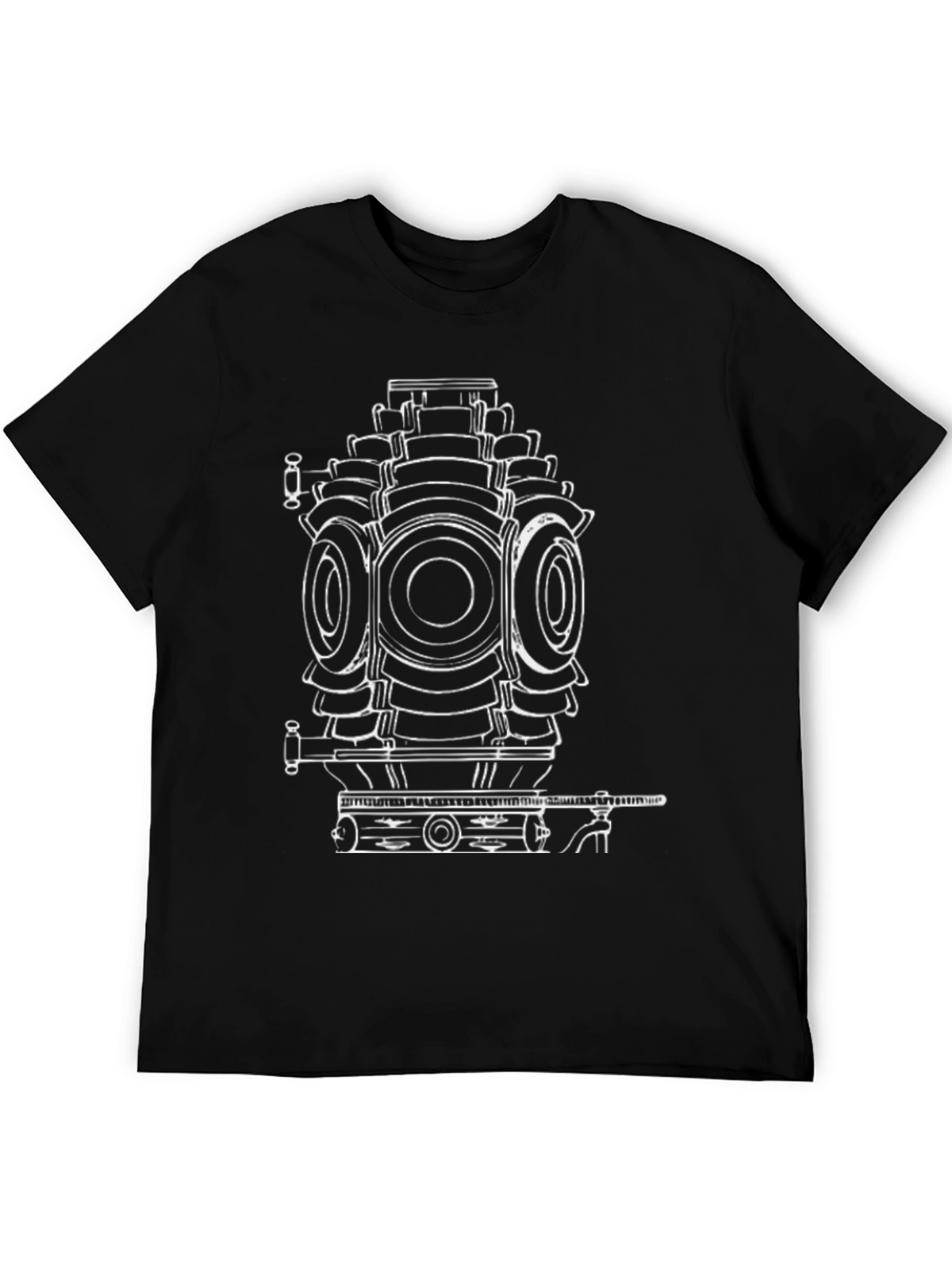 Cool Black T-Shirt with Engine Print