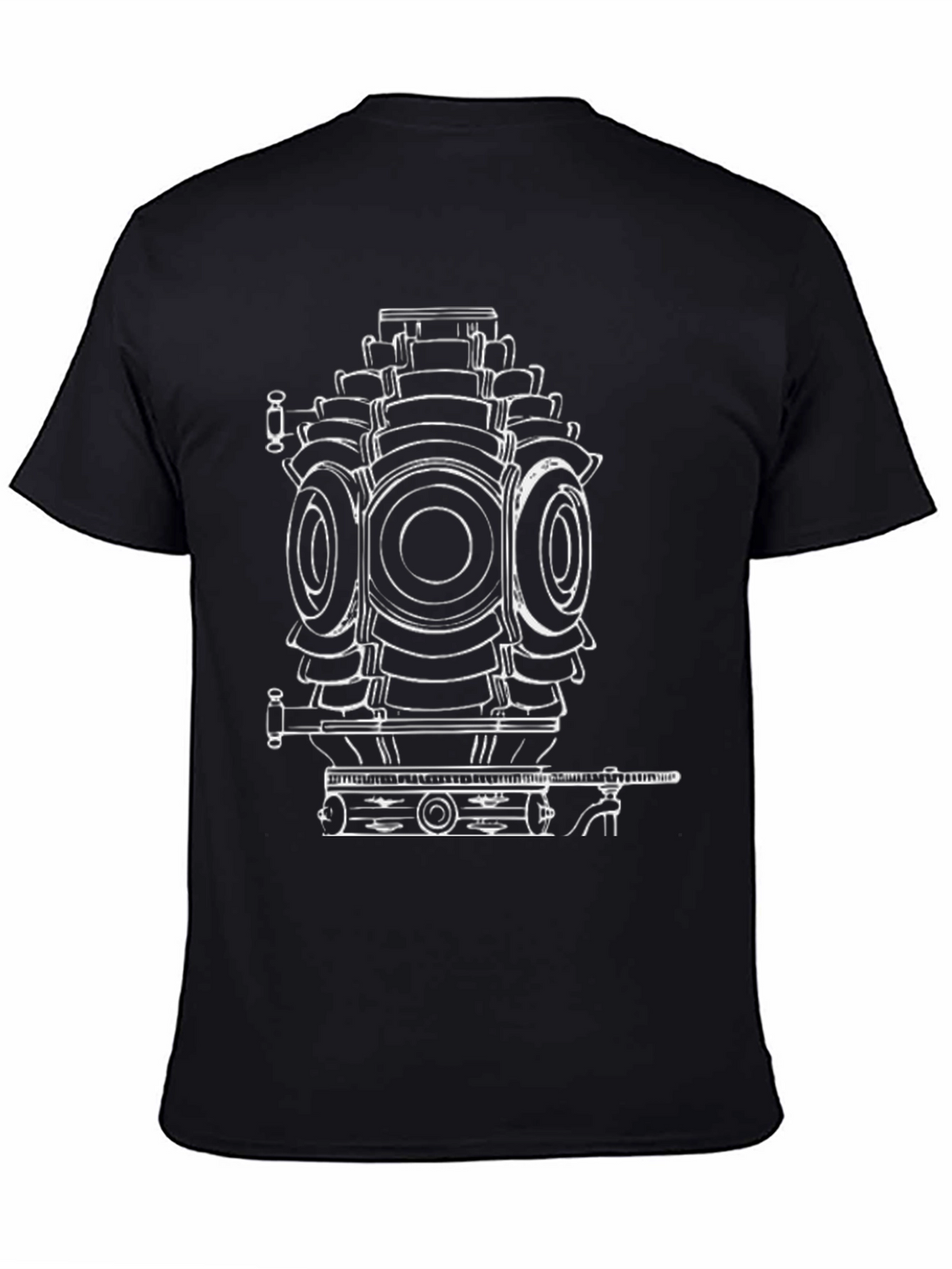 Cool Black T-Shirt with Engine Print