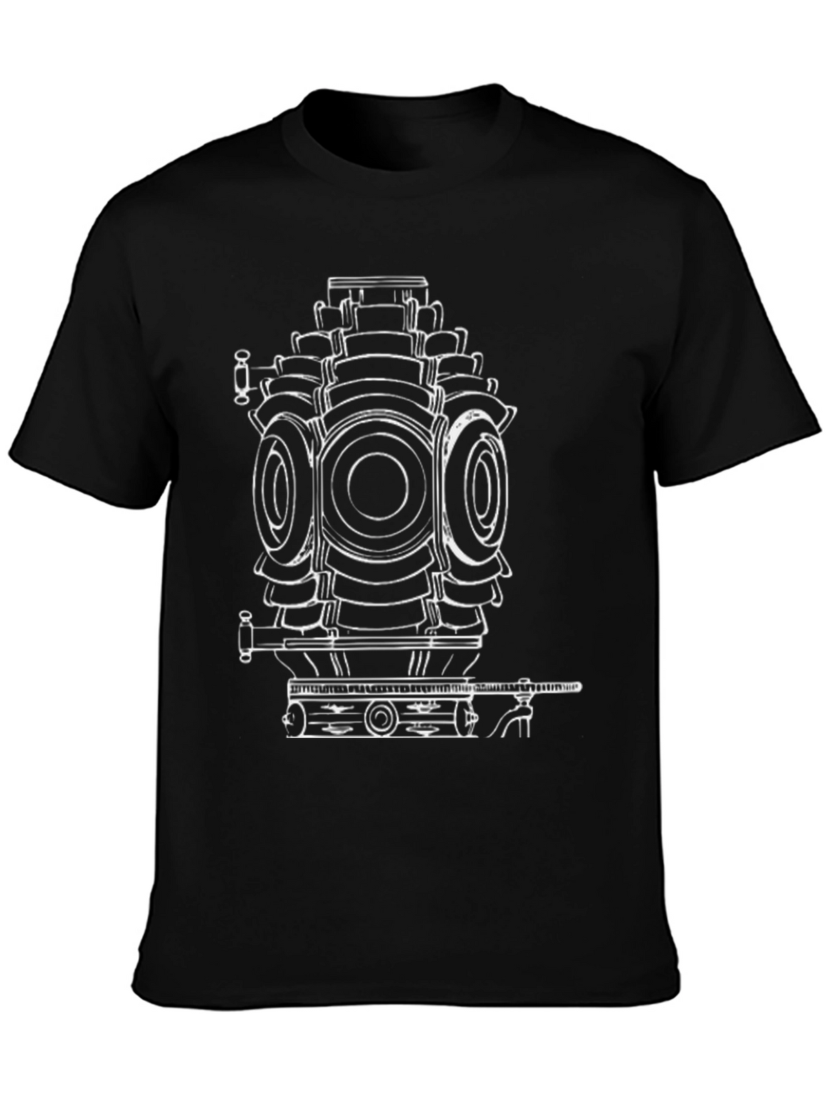 Cool Black T-Shirt with Engine Print