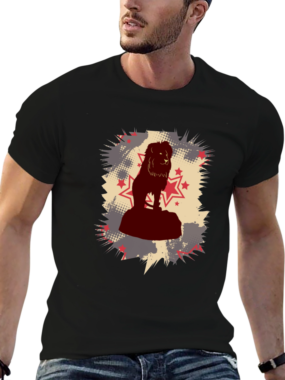 Lion Star Graphic Black T-Shirt