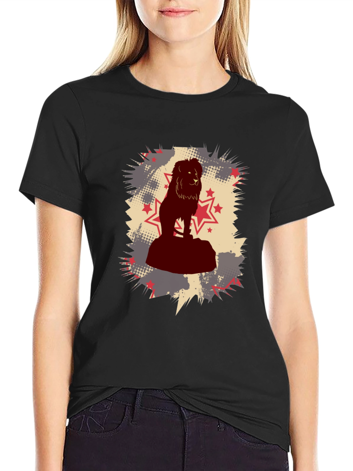 Lion Star Graphic Black T-Shirt