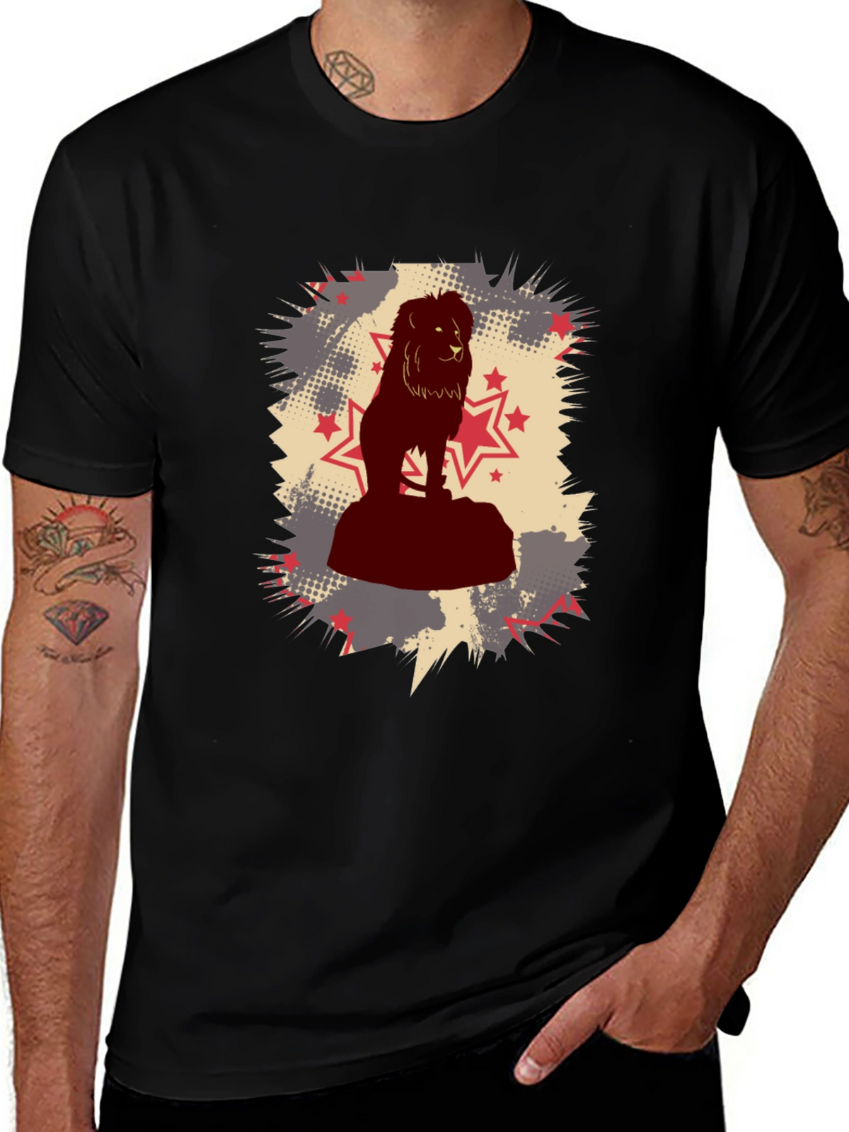 Lion Star Graphic Black T-Shirt