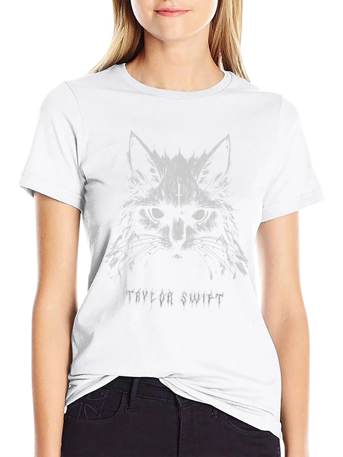 Taylor Swift Cat Graphic Tee - Black