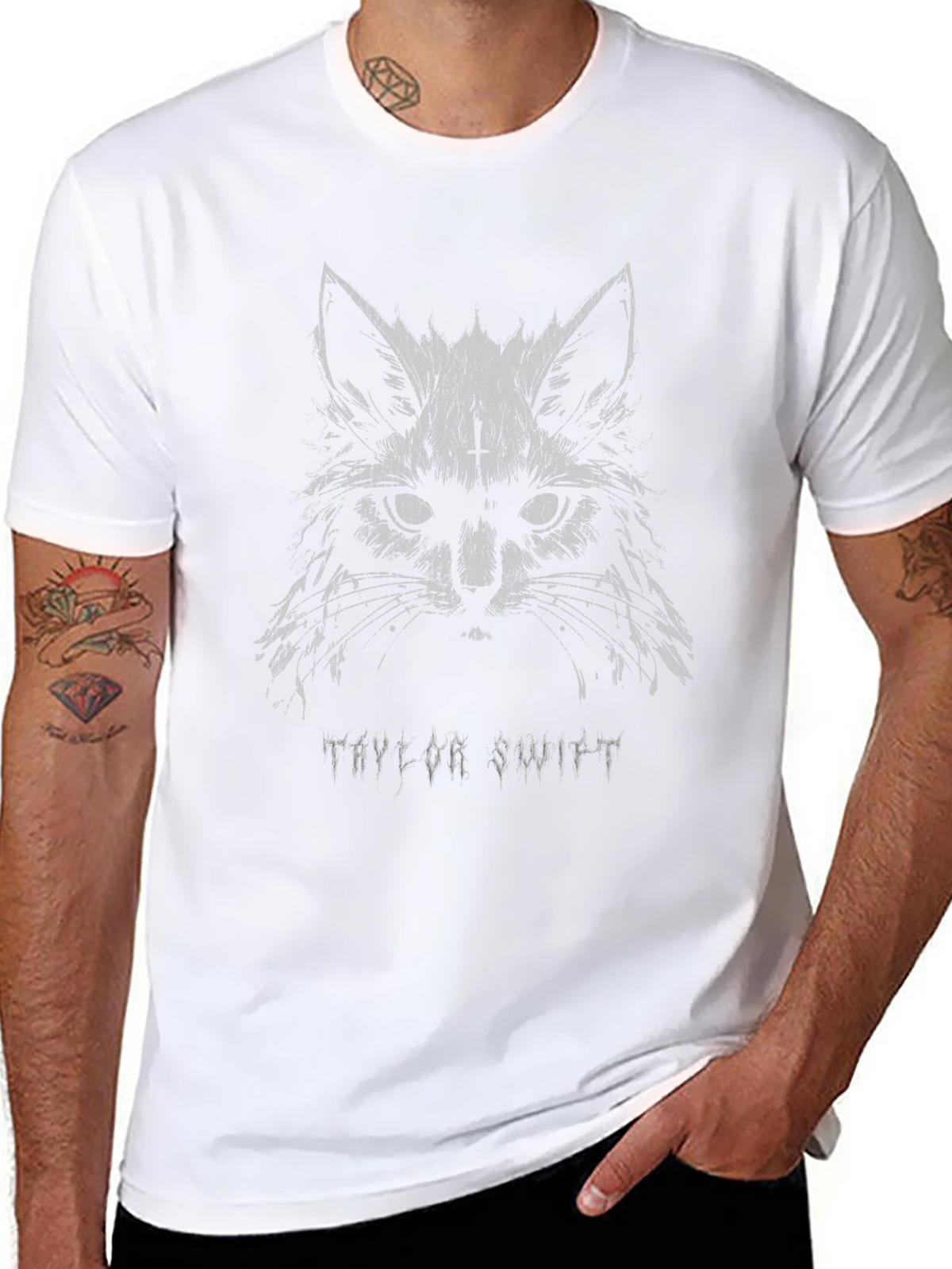 Taylor Swift Cat Graphic Tee - Black