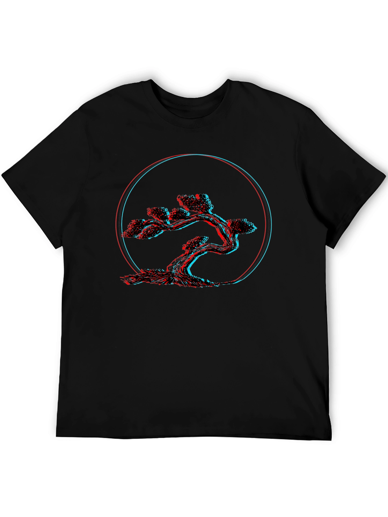 3D Bonsai Tree Graphic Black Tee