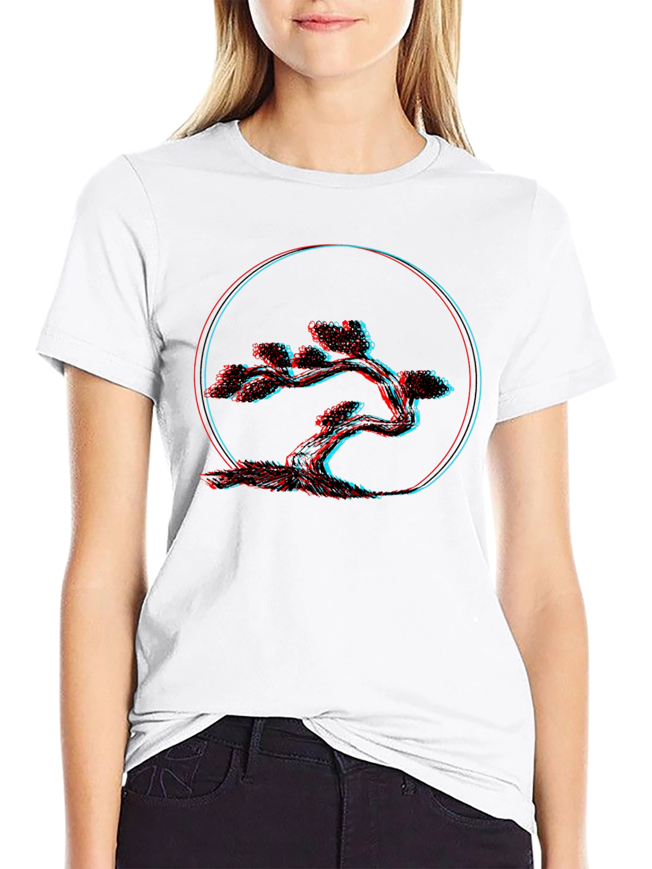 3D Bonsai Tree Graphic Black Tee