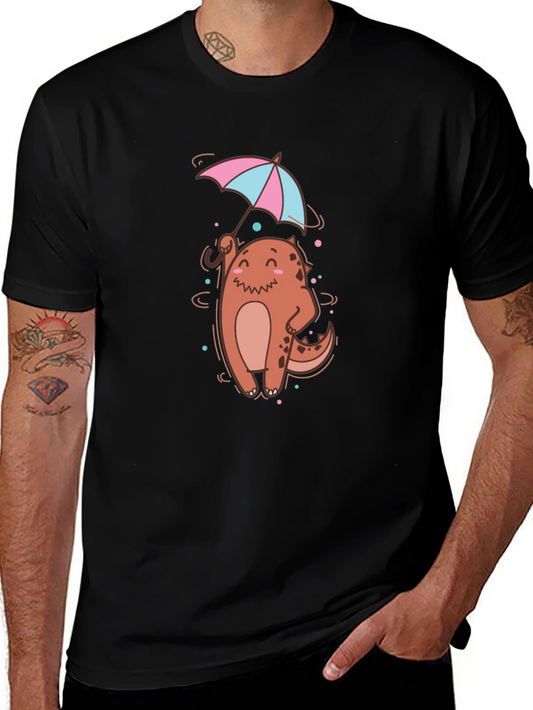 Cute Dino with Umbrella Graphic T-Shirt