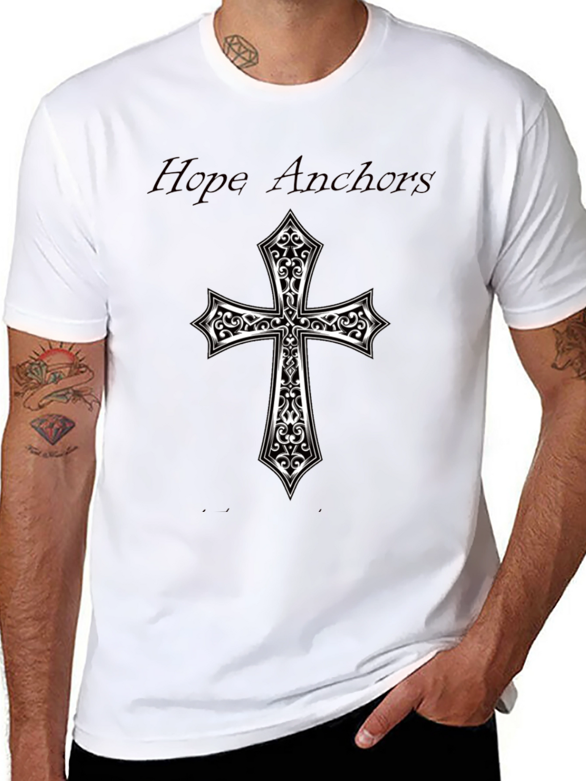 Hope Anchors Cross Graphic Black Tee