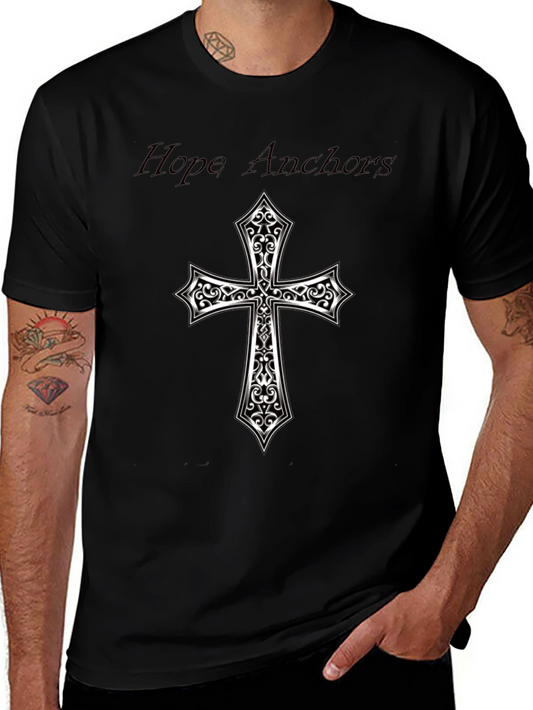 Hope Anchors Cross Graphic Black Tee