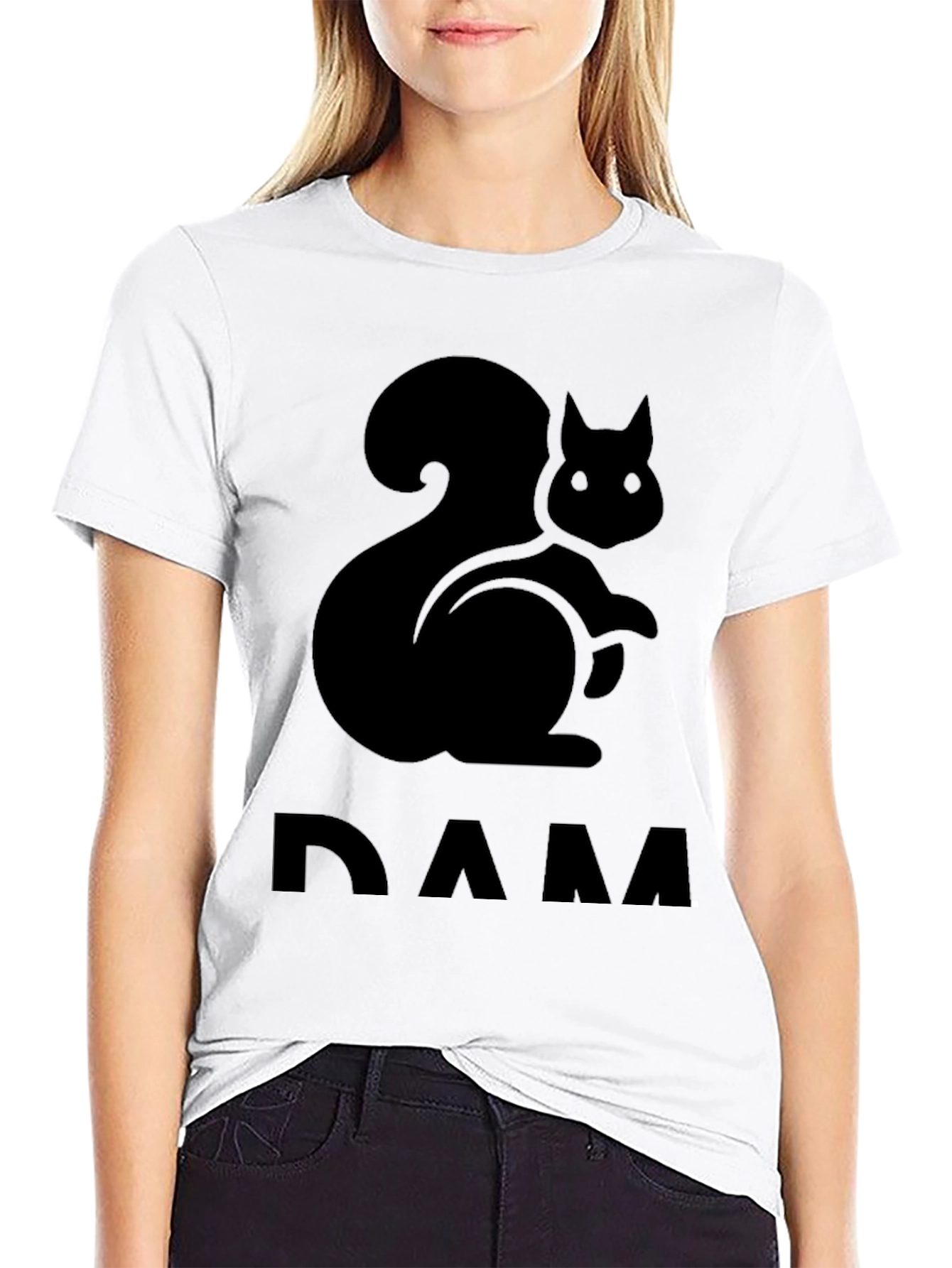 Squirrel DAM T-Shirt - Black Crew Neck Tee