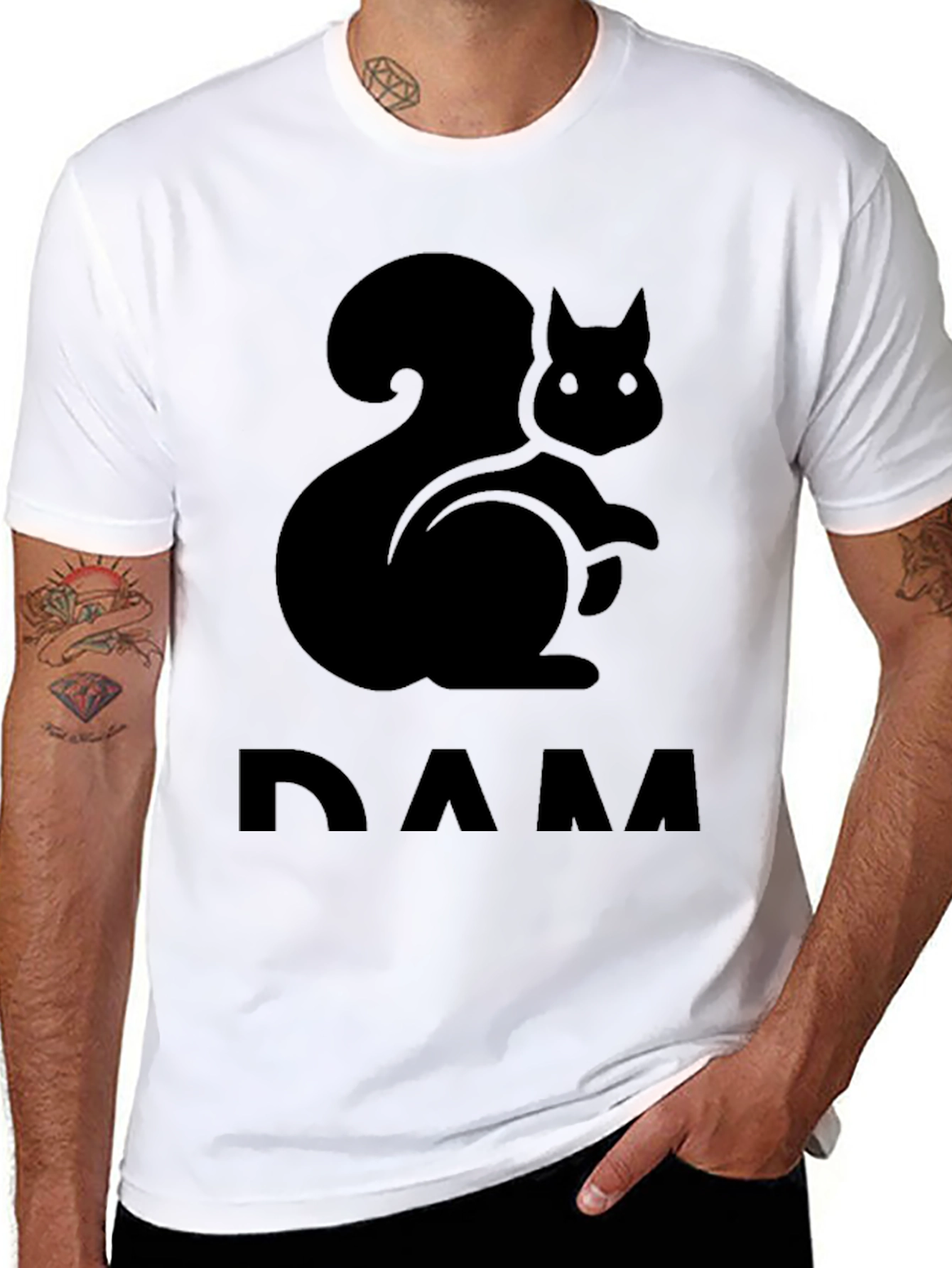 Squirrel DAM T-Shirt - Black Crew Neck Tee