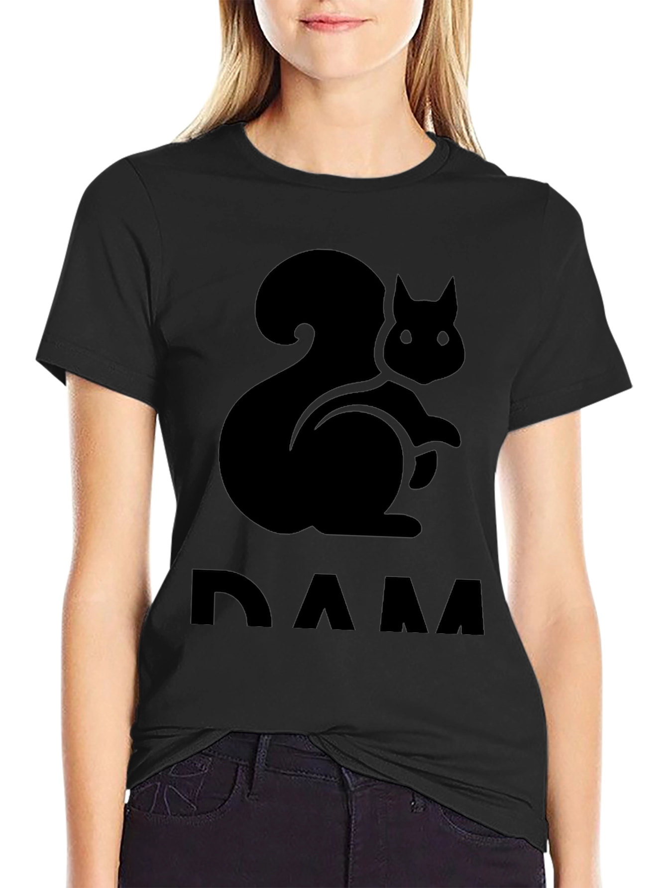 Squirrel DAM T-Shirt - Black Crew Neck Tee