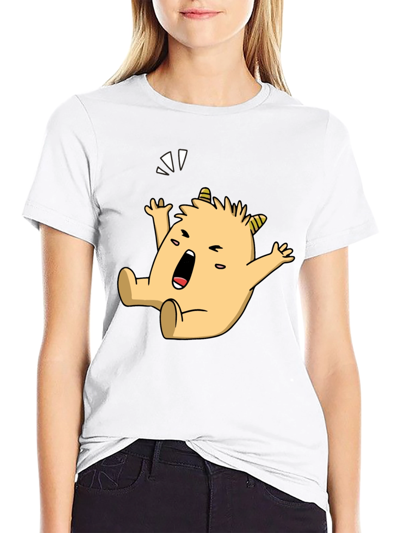 Monster Cartoon Graphic Black T-Shirt