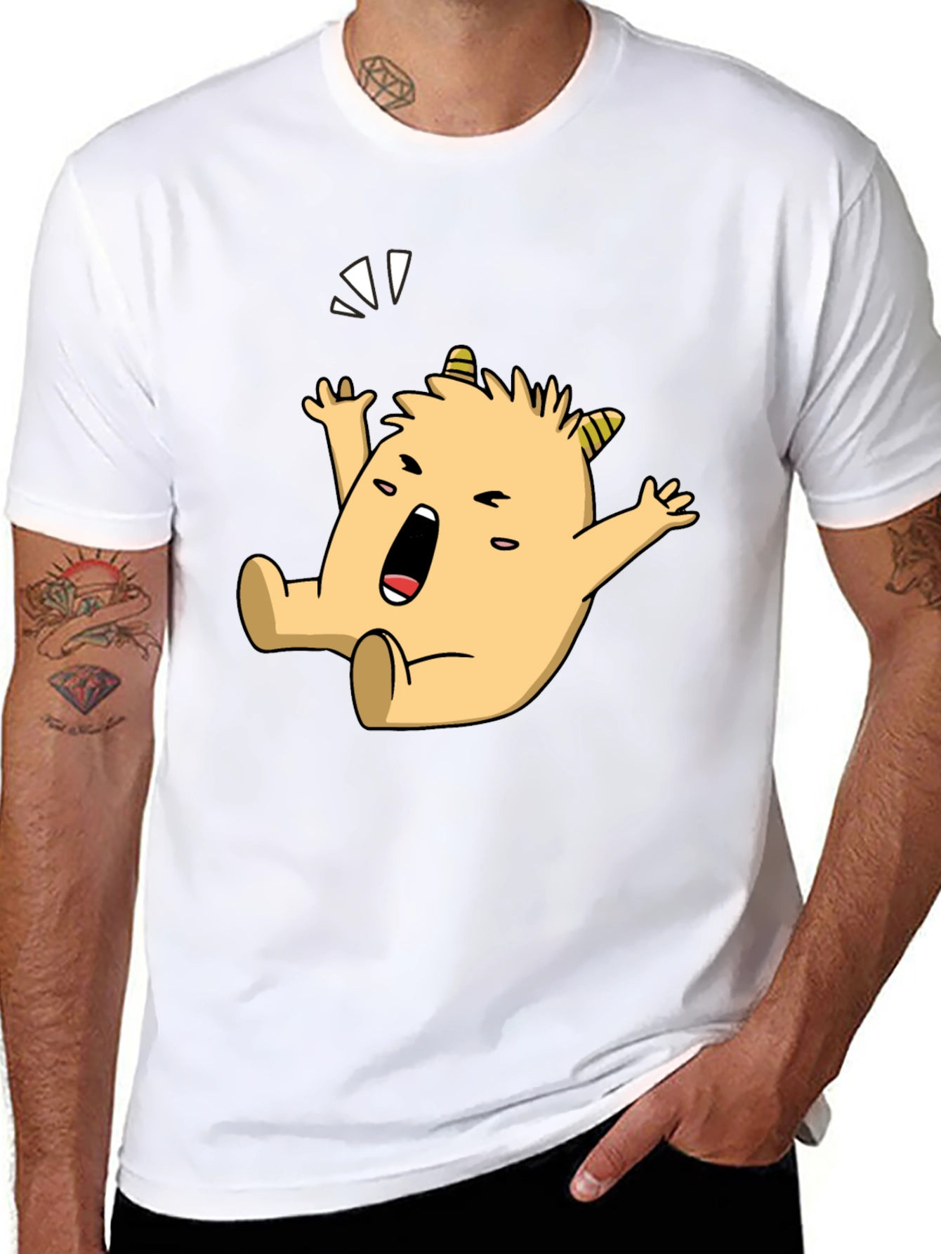 Monster Cartoon Graphic Black T-Shirt