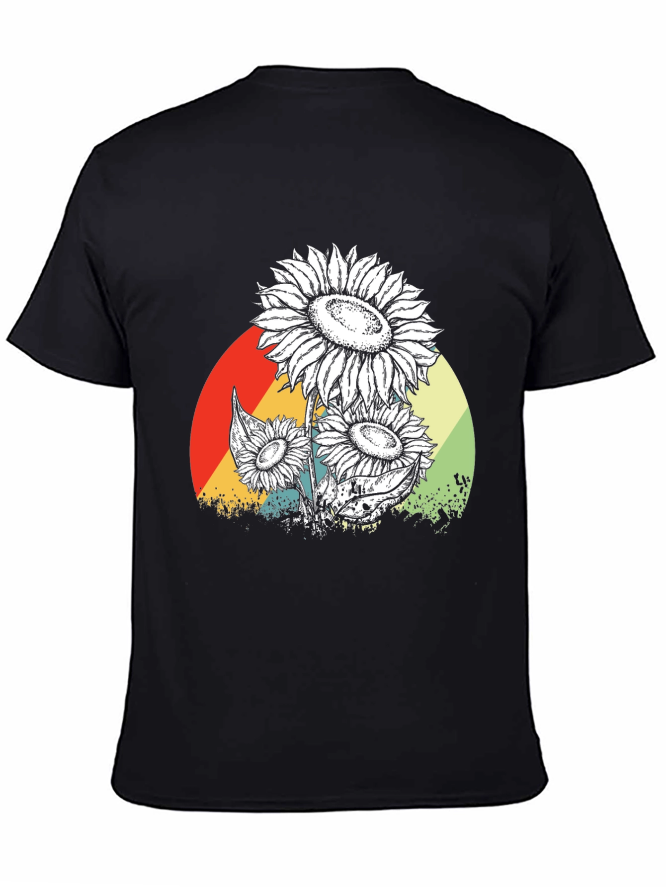 Sunflower Graphic Print Black T-Shirt