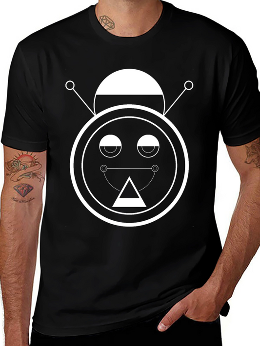 Abstract Robot Graphic Tee - Unisex Black T-Shirt