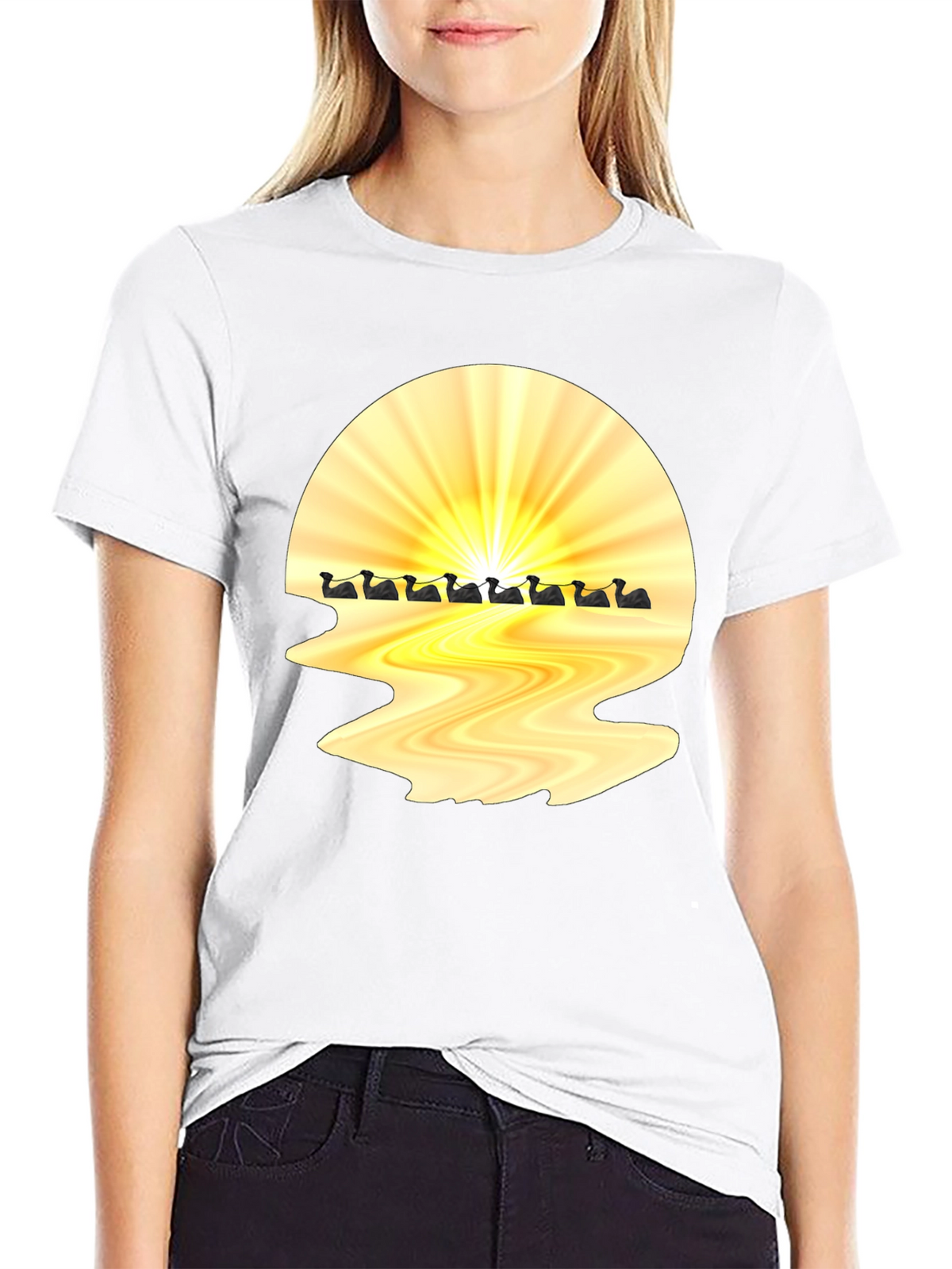 Sunrise Duck Row Black T-Shirt