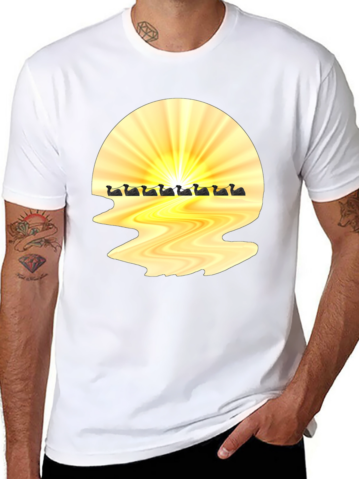 Sunrise Duck Row Black T-Shirt