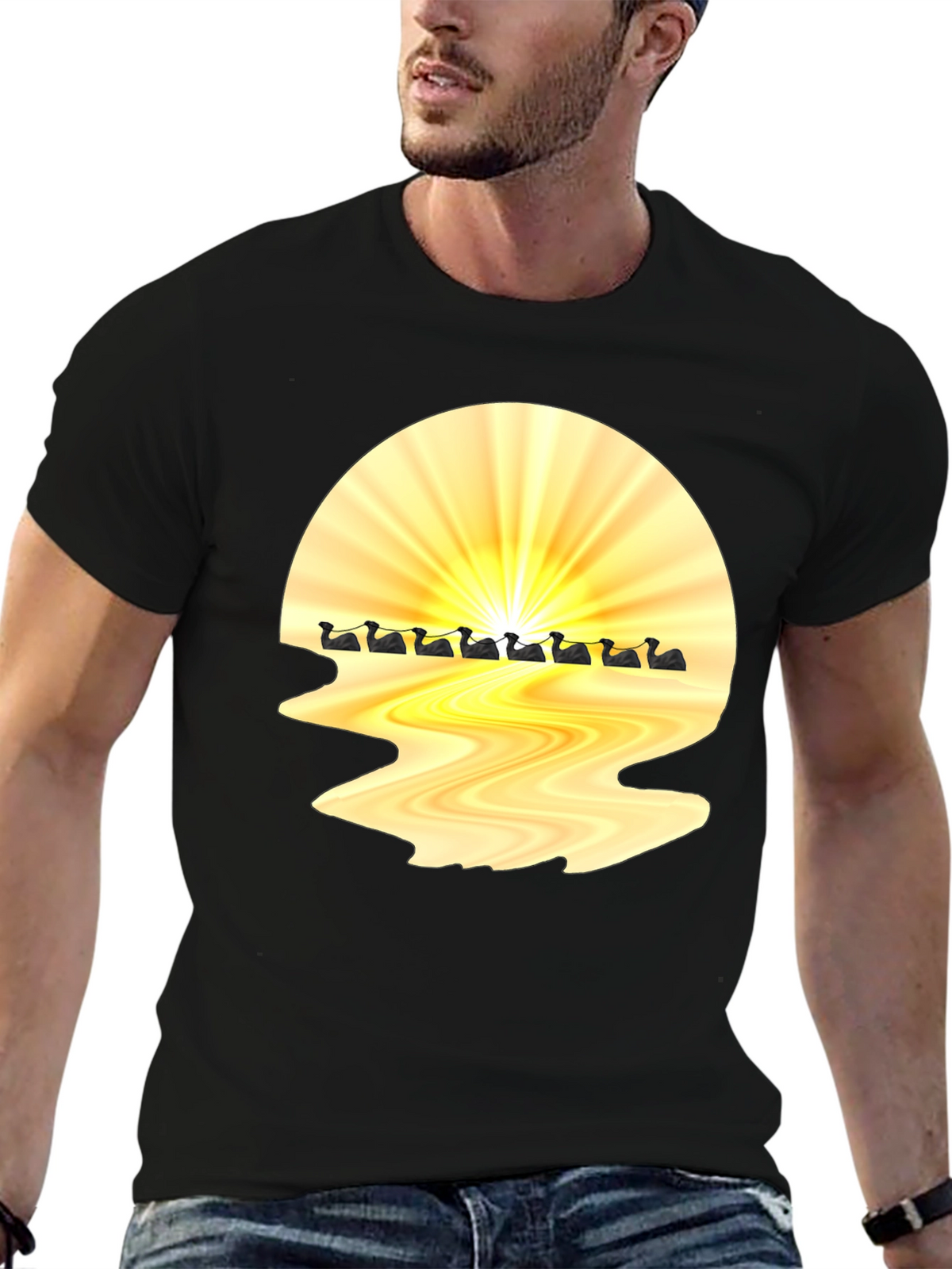 Sunrise Duck Row Black T-Shirt