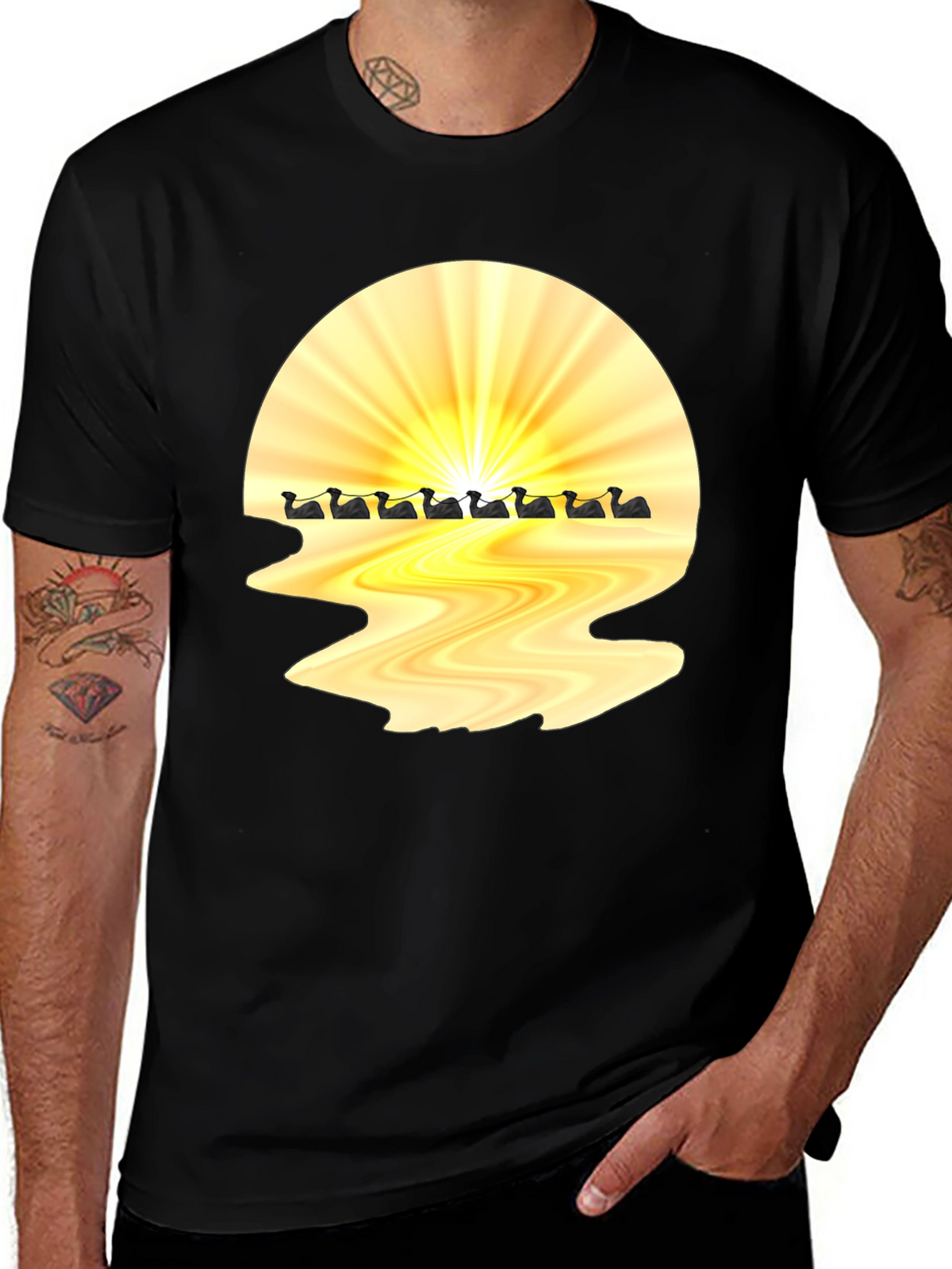 Sunrise Duck Row Black T-Shirt