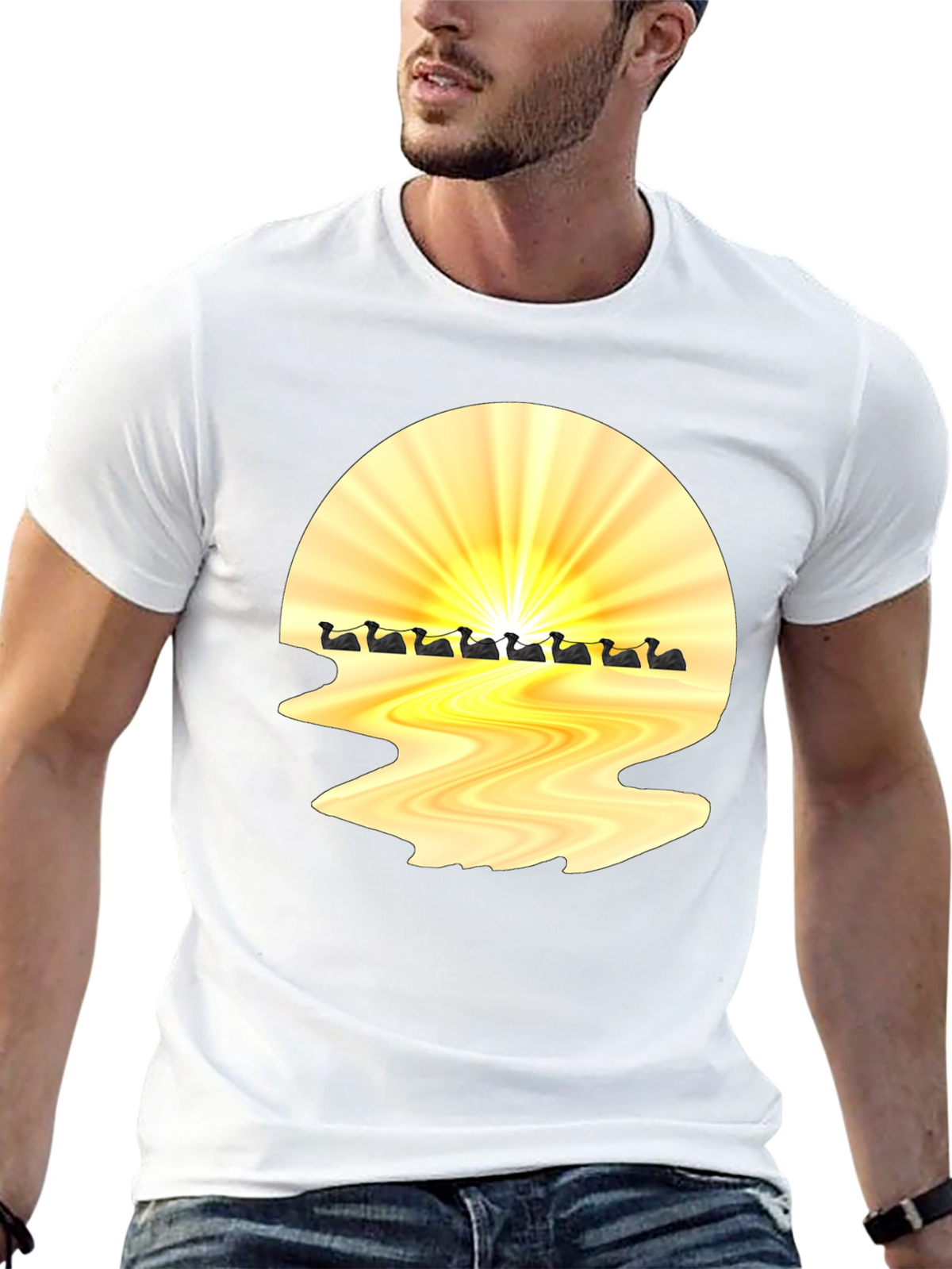 Sunrise Duck Row Black T-Shirt