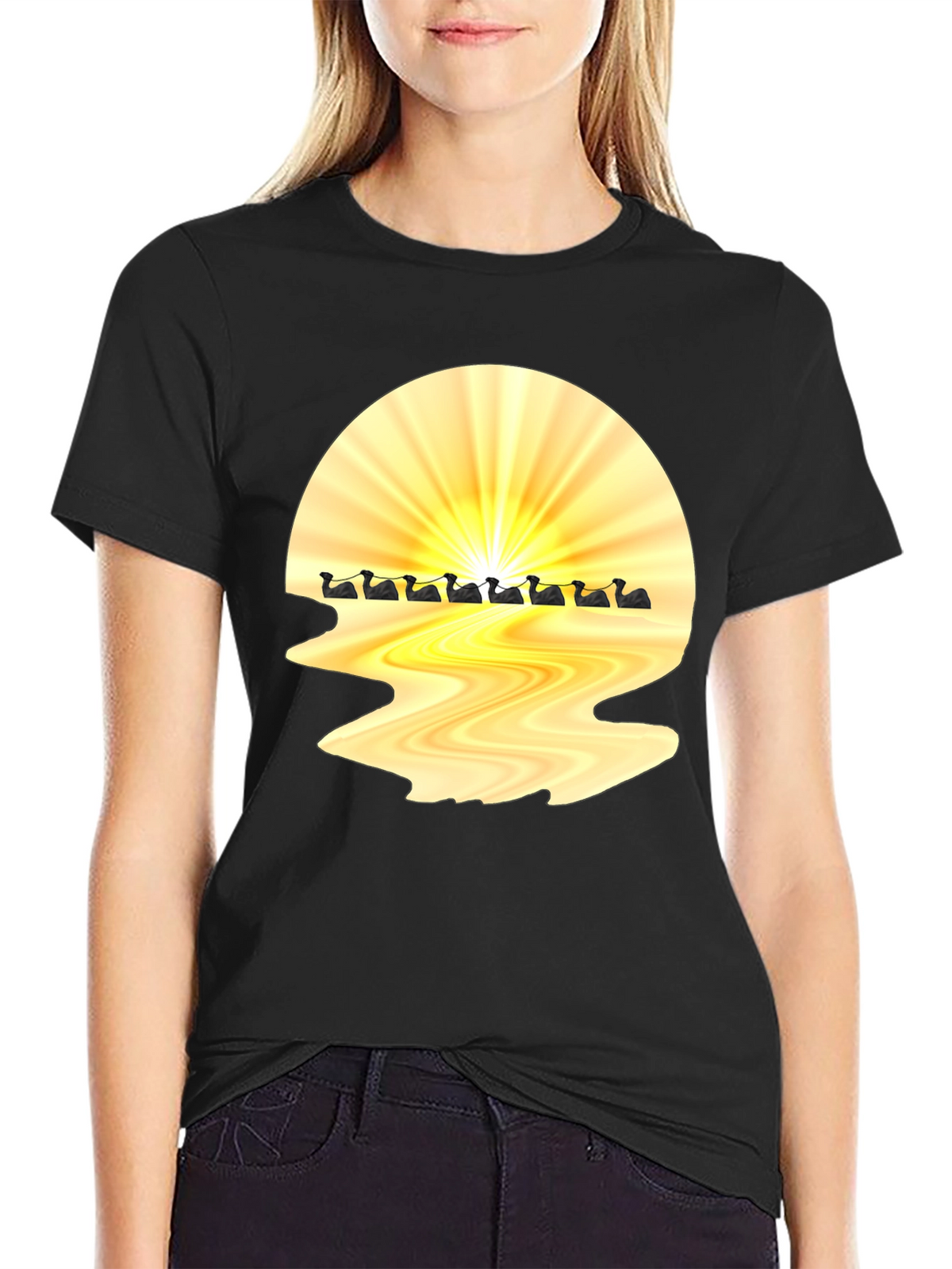 Sunrise Duck Row Black T-Shirt