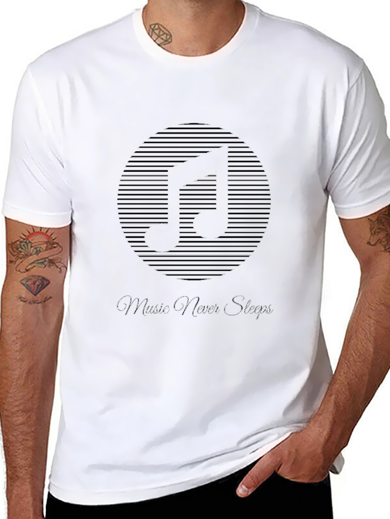 Music Never Sleeps Graphic T-Shirt - Black