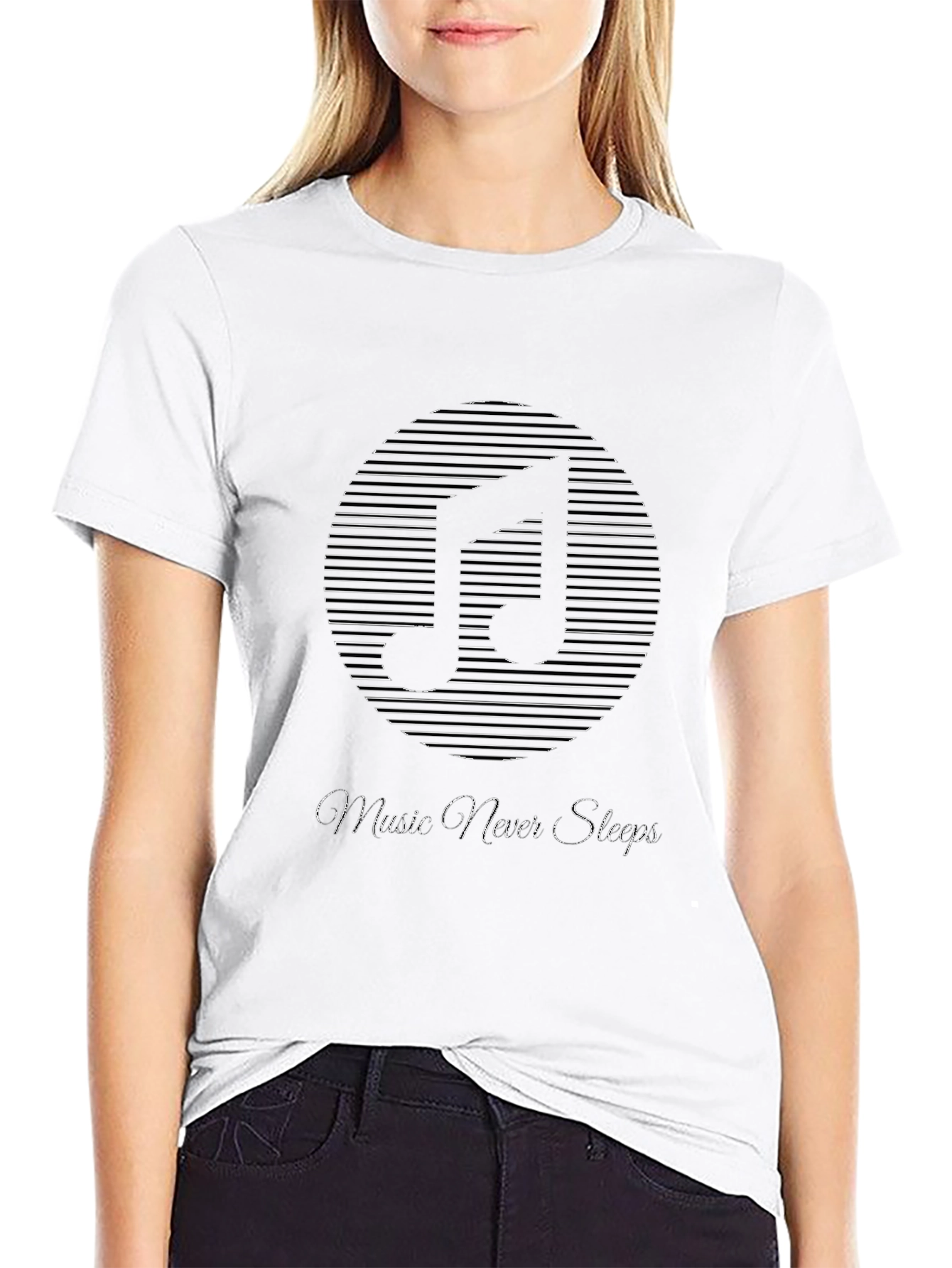 Music Never Sleeps Graphic T-Shirt - Black