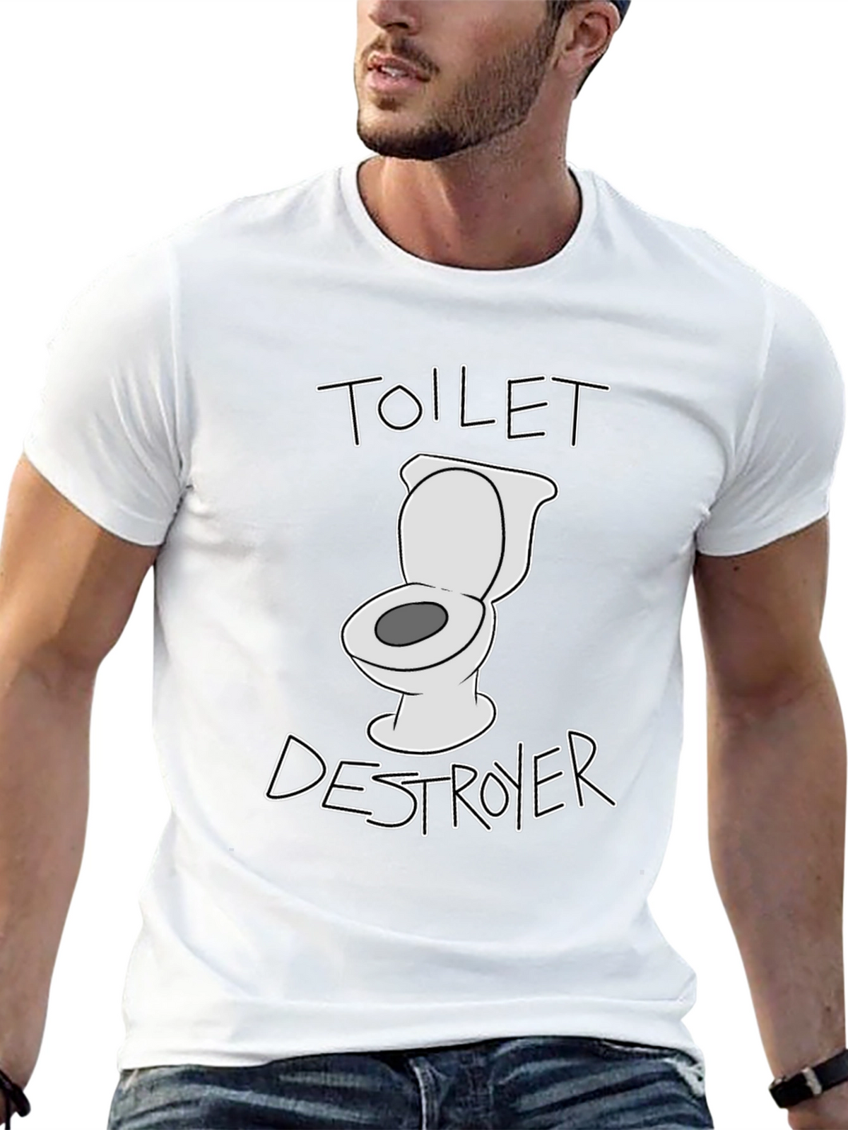 Toilet Destroyer Graphic T-Shirt - Funny Novelty Tee