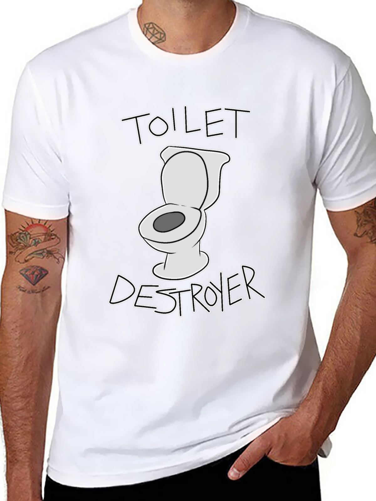 Toilet Destroyer Graphic T-Shirt - Funny Novelty Tee