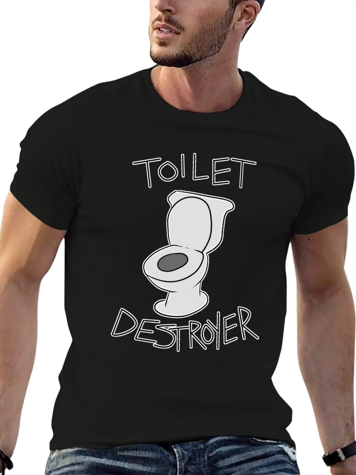 Toilet Destroyer Graphic T-Shirt - Funny Novelty Tee