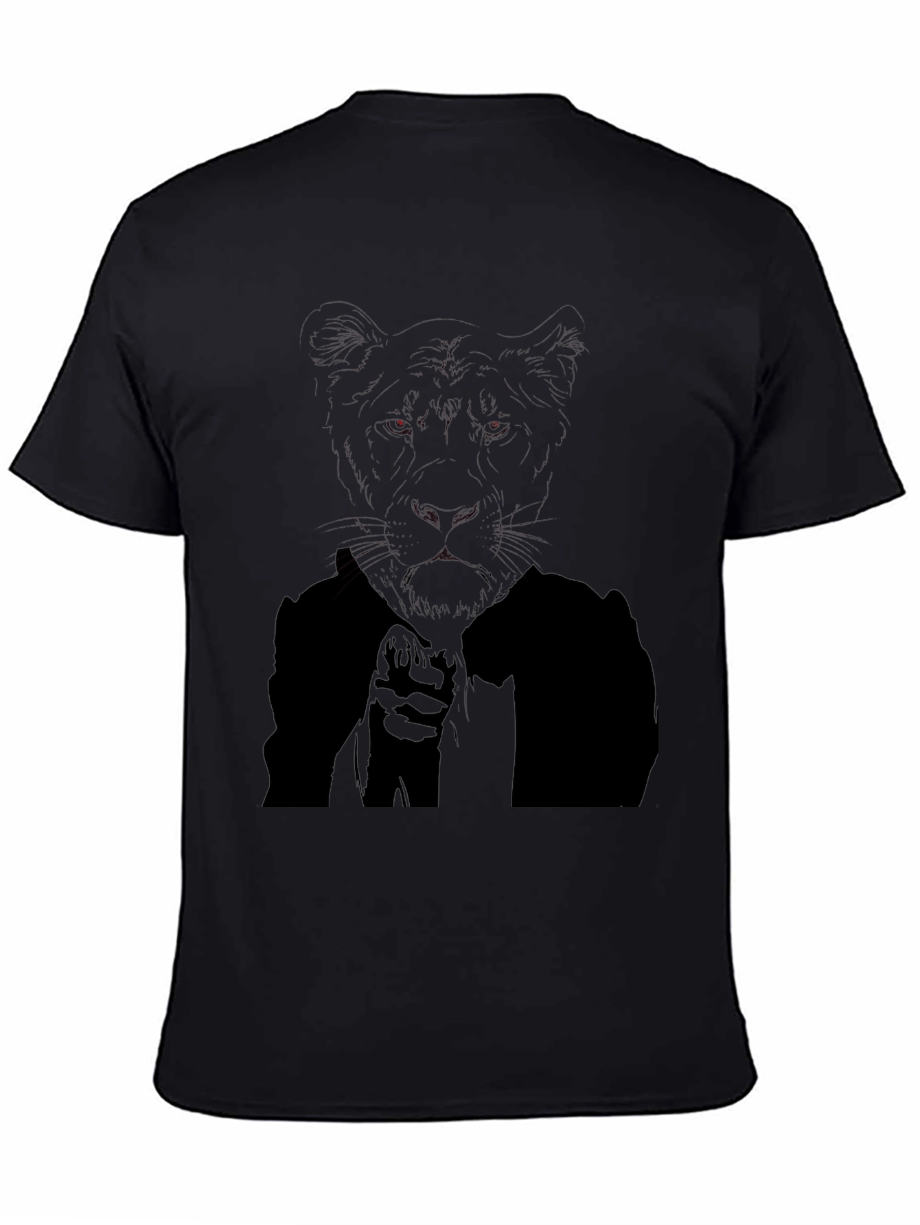 Mens Black T-Shirt with Tiger Graphic