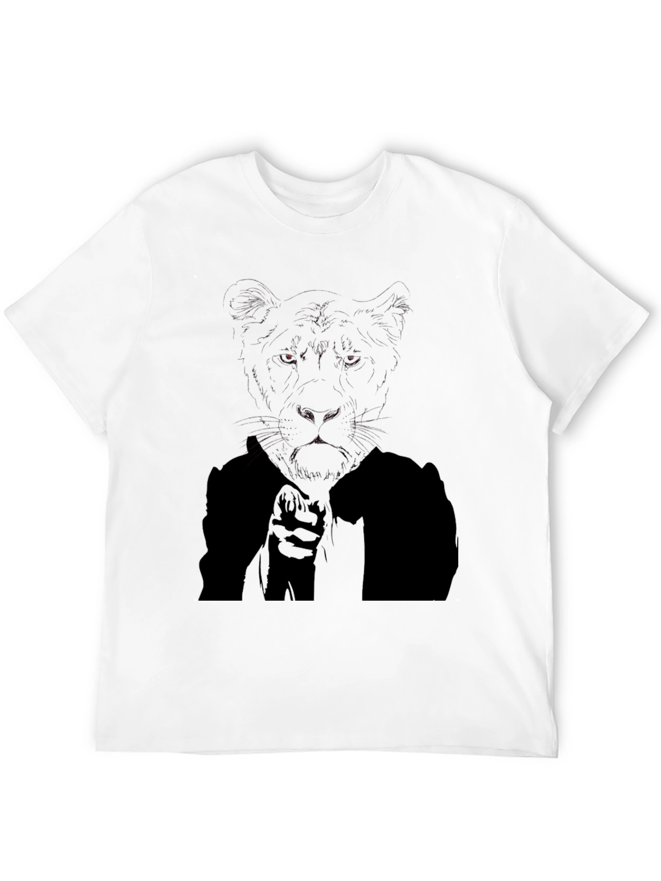 Mens Black T-Shirt with Tiger Graphic