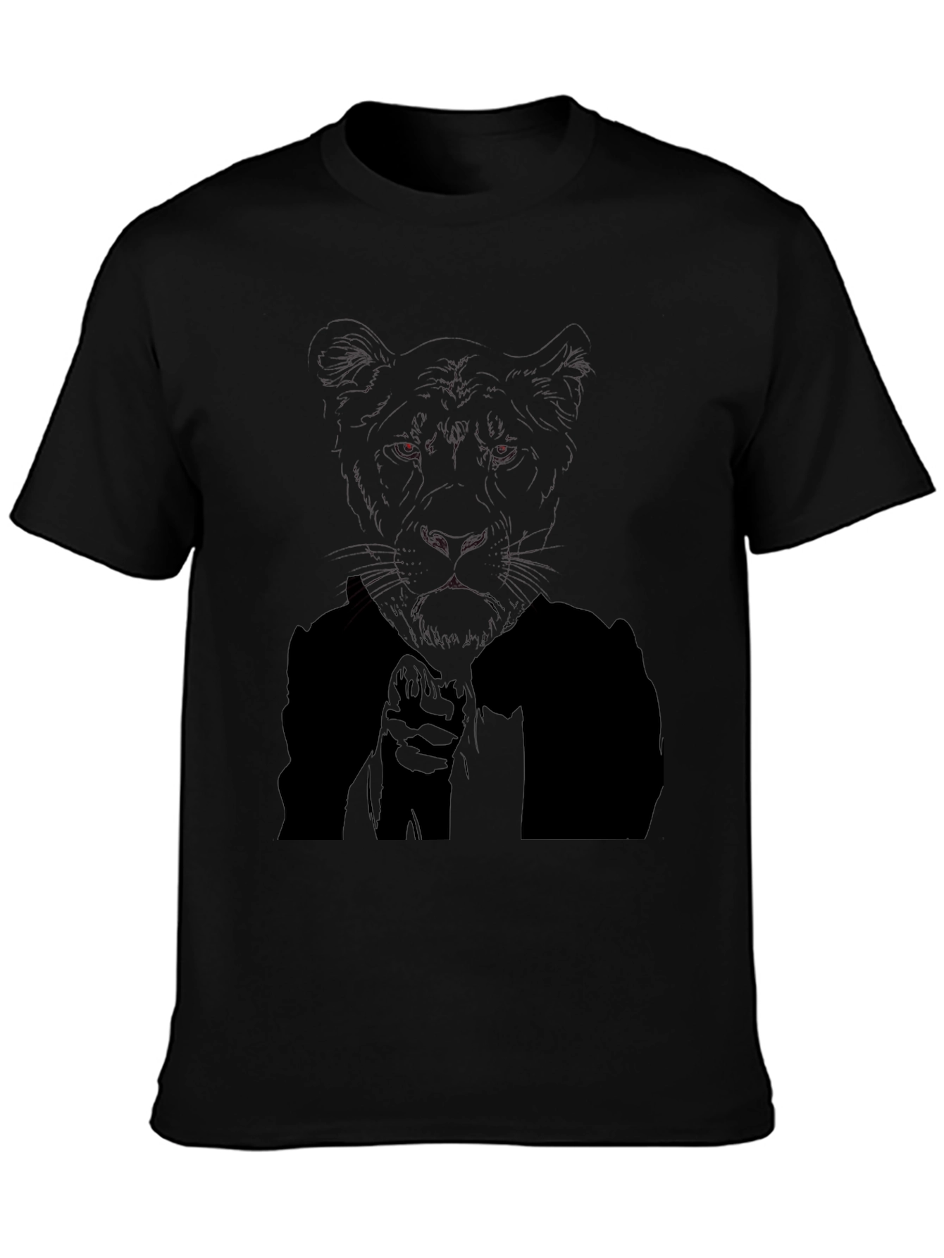 Mens Black T-Shirt with Tiger Graphic