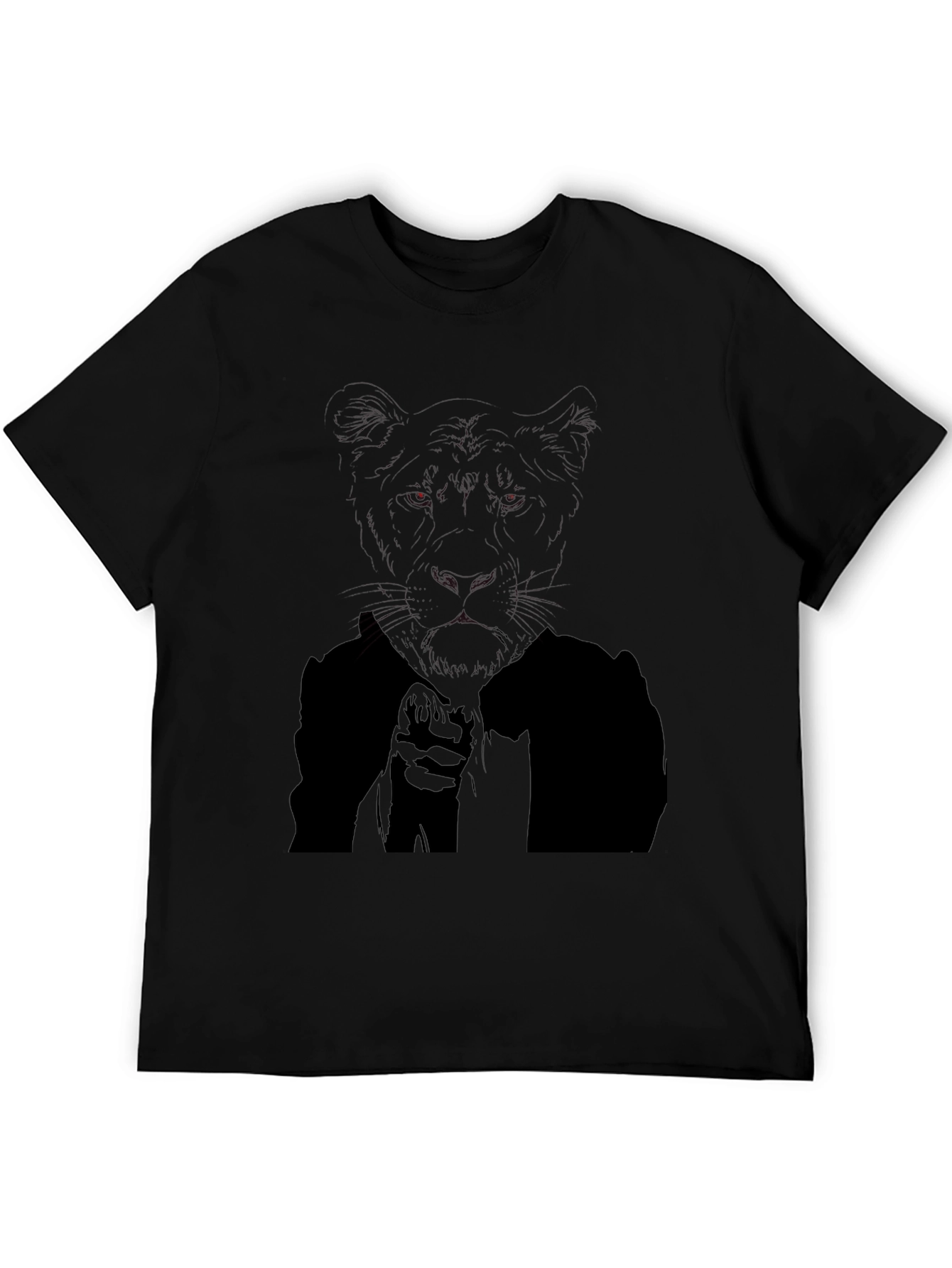 Mens Black T-Shirt with Tiger Graphic