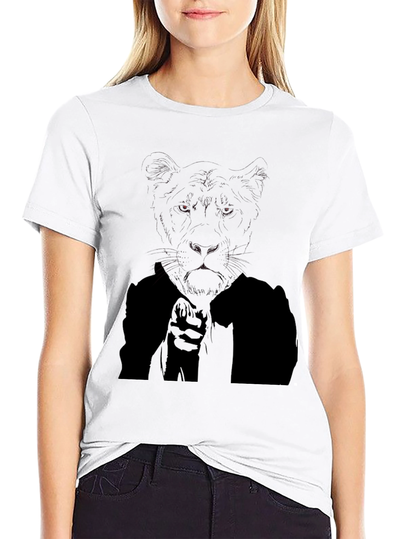 Mens Black T-Shirt with Tiger Graphic