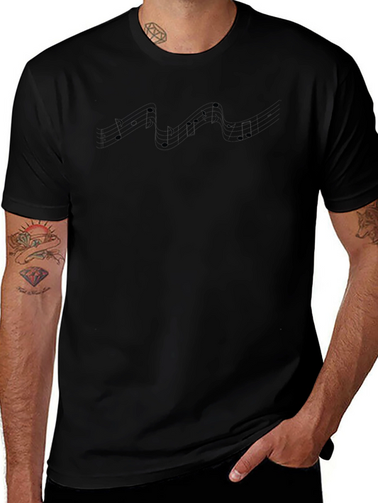 Musical Notes Graphic Black T-Shirt
