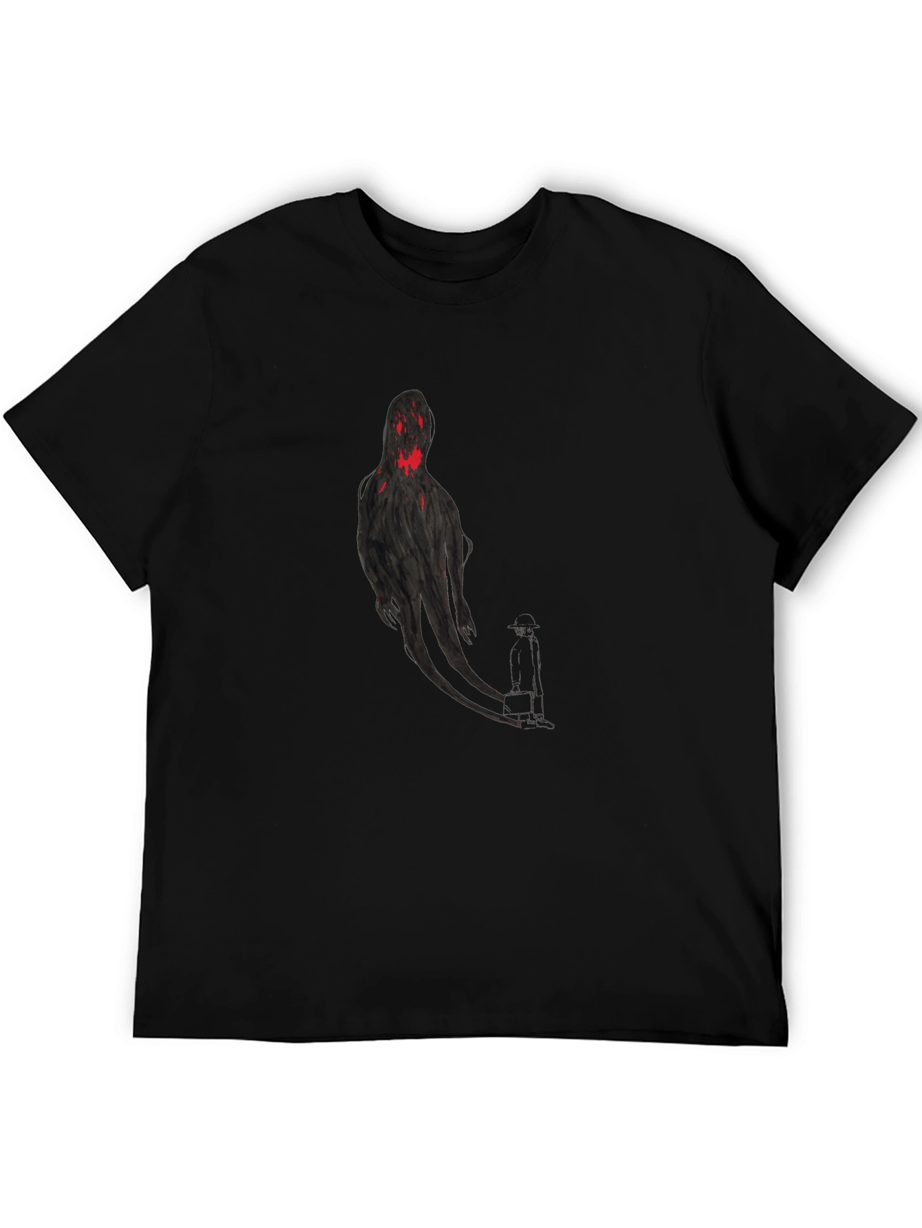 Spooky Shadow Figure Graphic Tee - Black