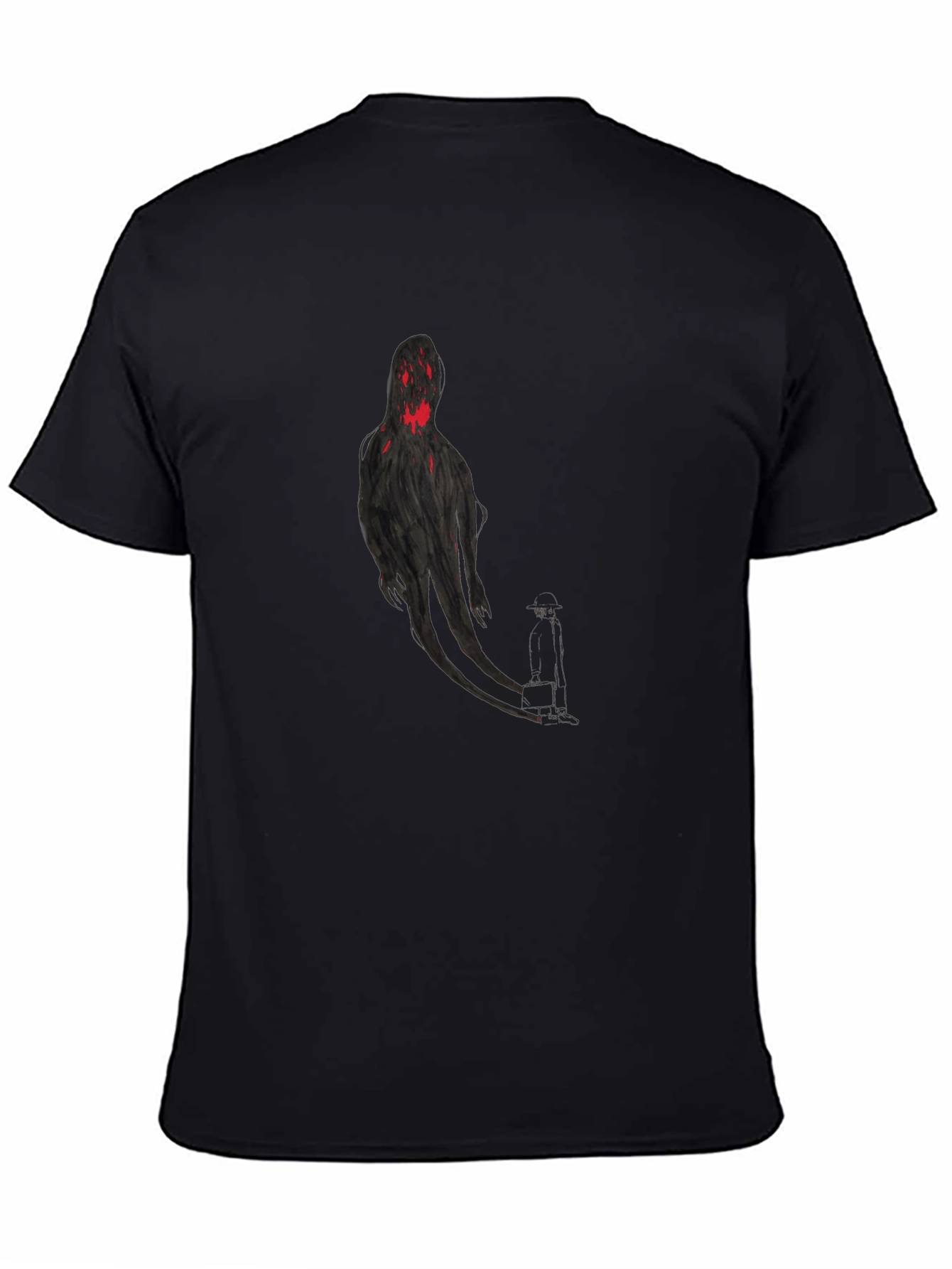 Spooky Shadow Figure Graphic Tee - Black